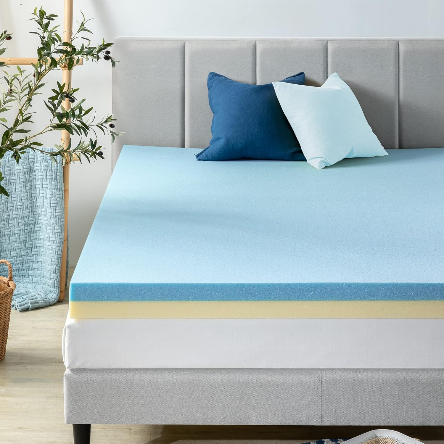 Zinus 4" Green Tea Cooling Gel Memory Foam Mattress Topper, Queen