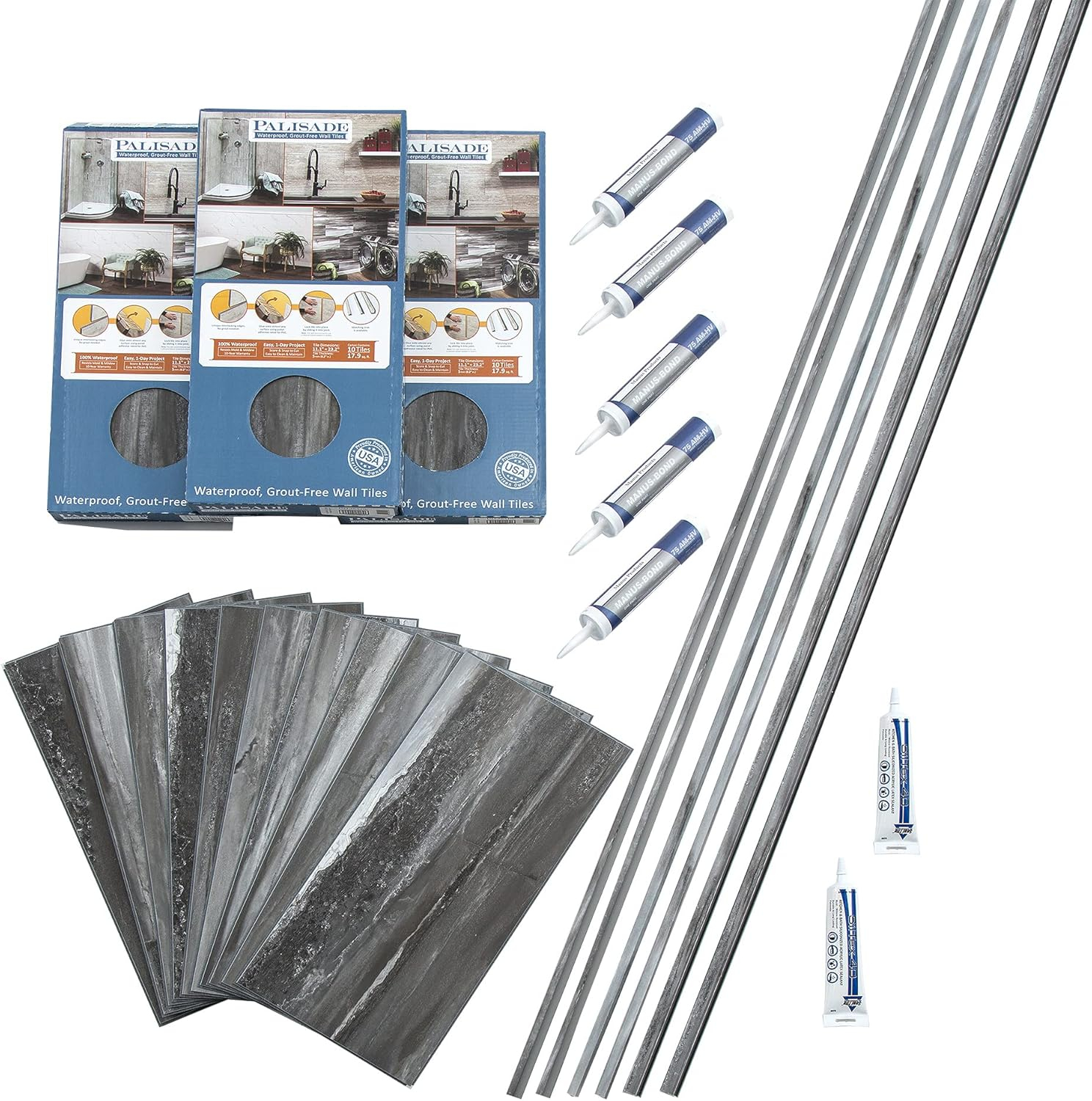 Palisade 23.2 in. x 11.1 in. Tile Shower and Tub Surround Kit