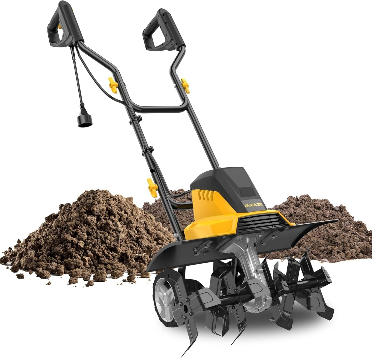 EVEAGE Electric Tiller for Garden, 18 Inch Power Tillers and Cultivators Electric, 13.5AMP Rototiller Cultivator Garden Tool, 4'' - 8'' Tilling Depth Foldable Handle
