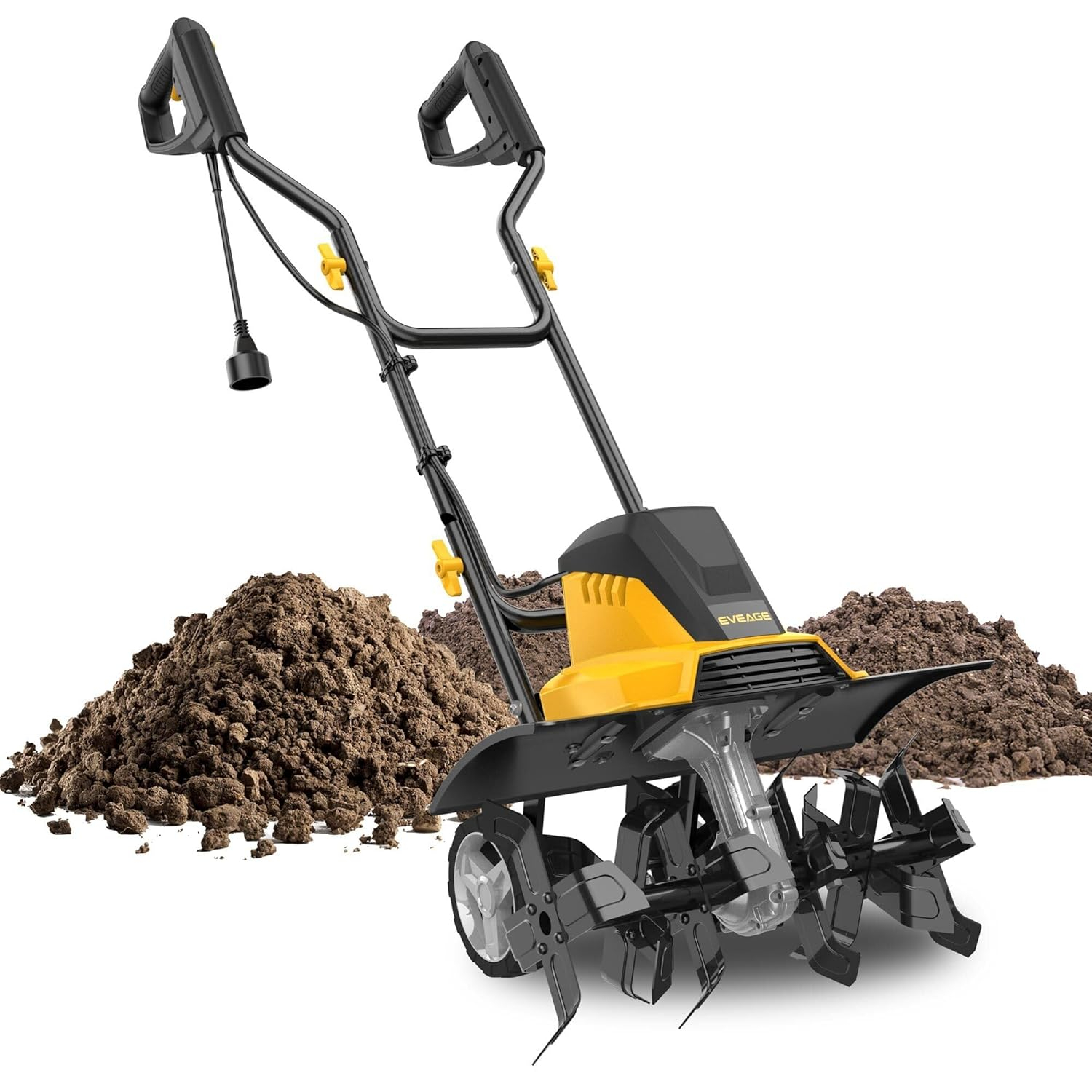 EVEAGE Electric Tiller for Garden, 18 Inch Power Tillers and Cultivators Electric, 13.5AMP Rototiller Cultivator Garden Tool, 4'' - 8'' Tilling Depth Foldable Handle