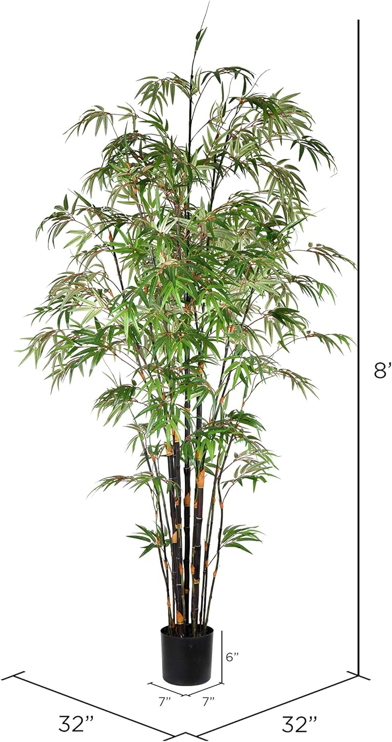 Vickerman 8' Artificial Potted Black Japanese Bamboo Tree.