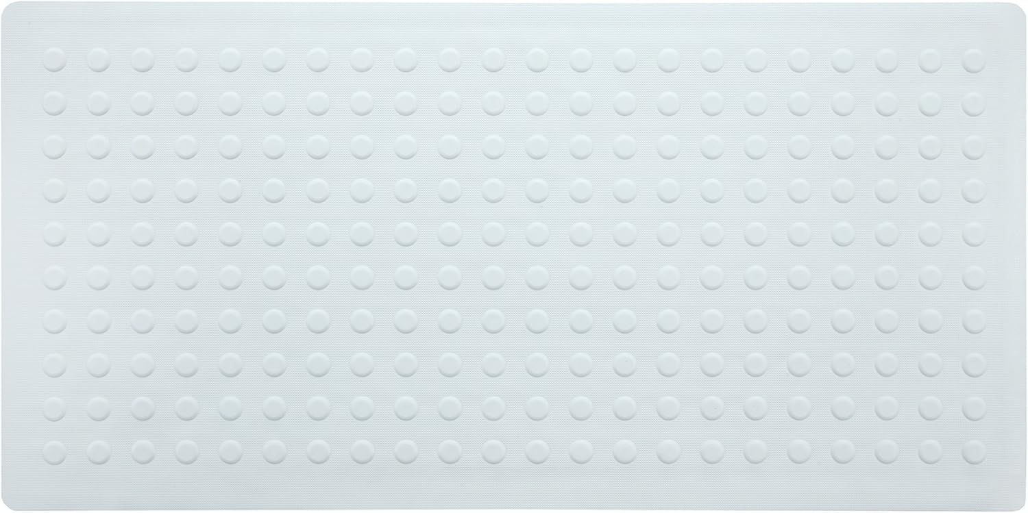 SlipX Solutions Extra Long Rubber Bath Safety Mat, 18"x36" (White)