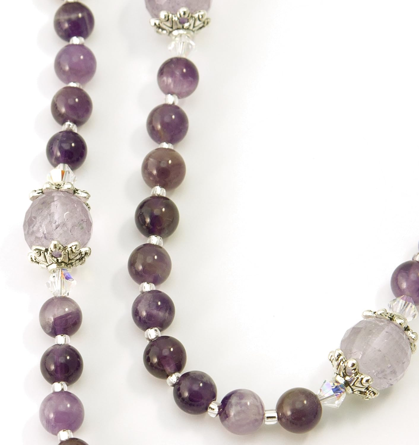 Medium Genuine Amethyst Sterling Silver Rosary Beads