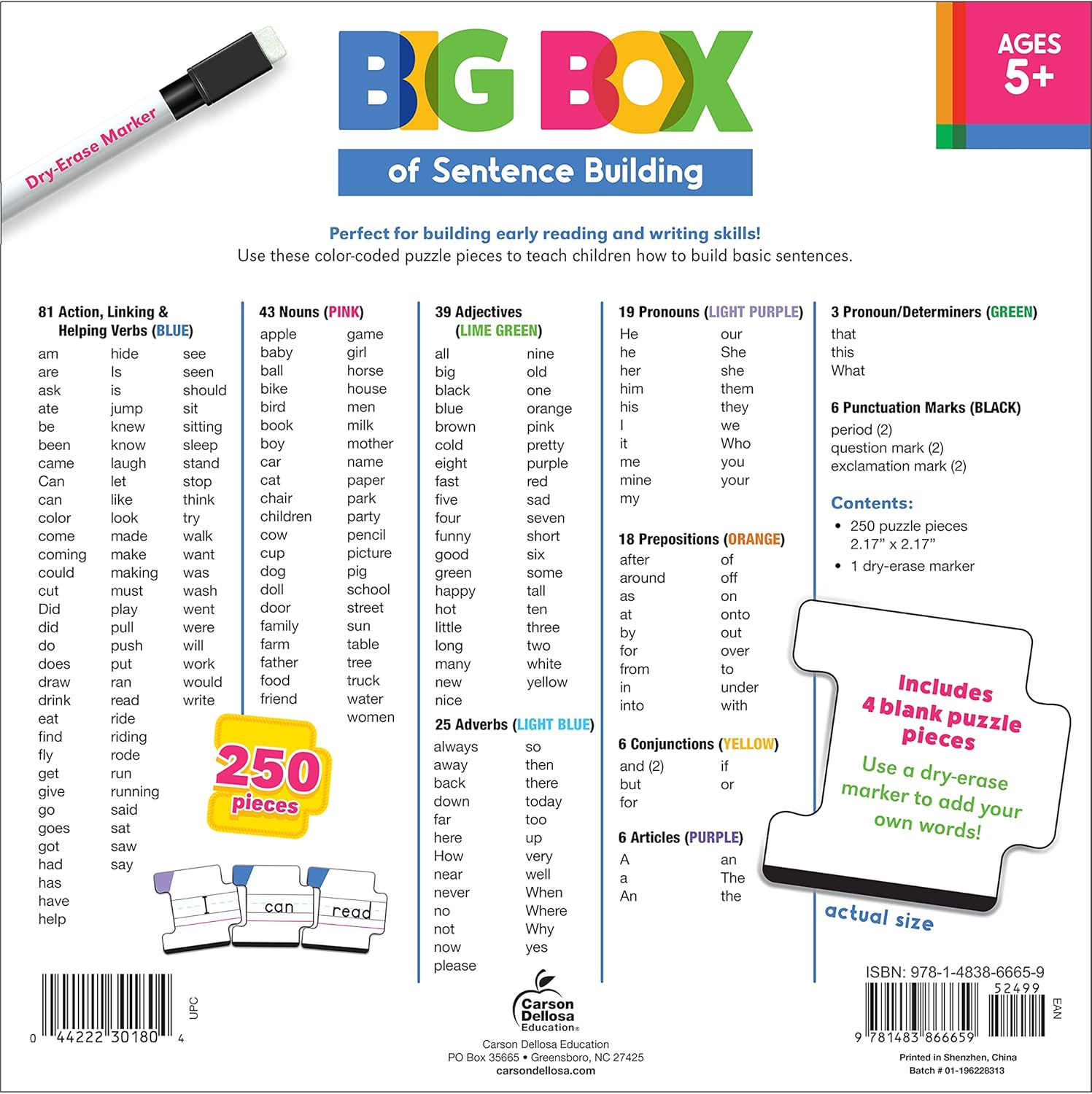 Carson Dellosa Big Box of Sentence Building Puzzle (250 pieces) Grade K-3