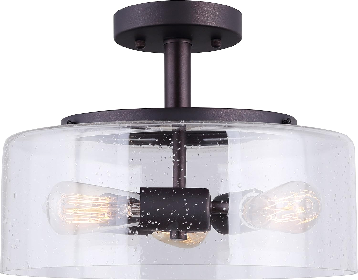 Canarm LTD ISF633A03ORB Nash 3 Bulb Semi-Flush Mount, Oil Rubbed Bronze with Seeded Glass, 3 Light