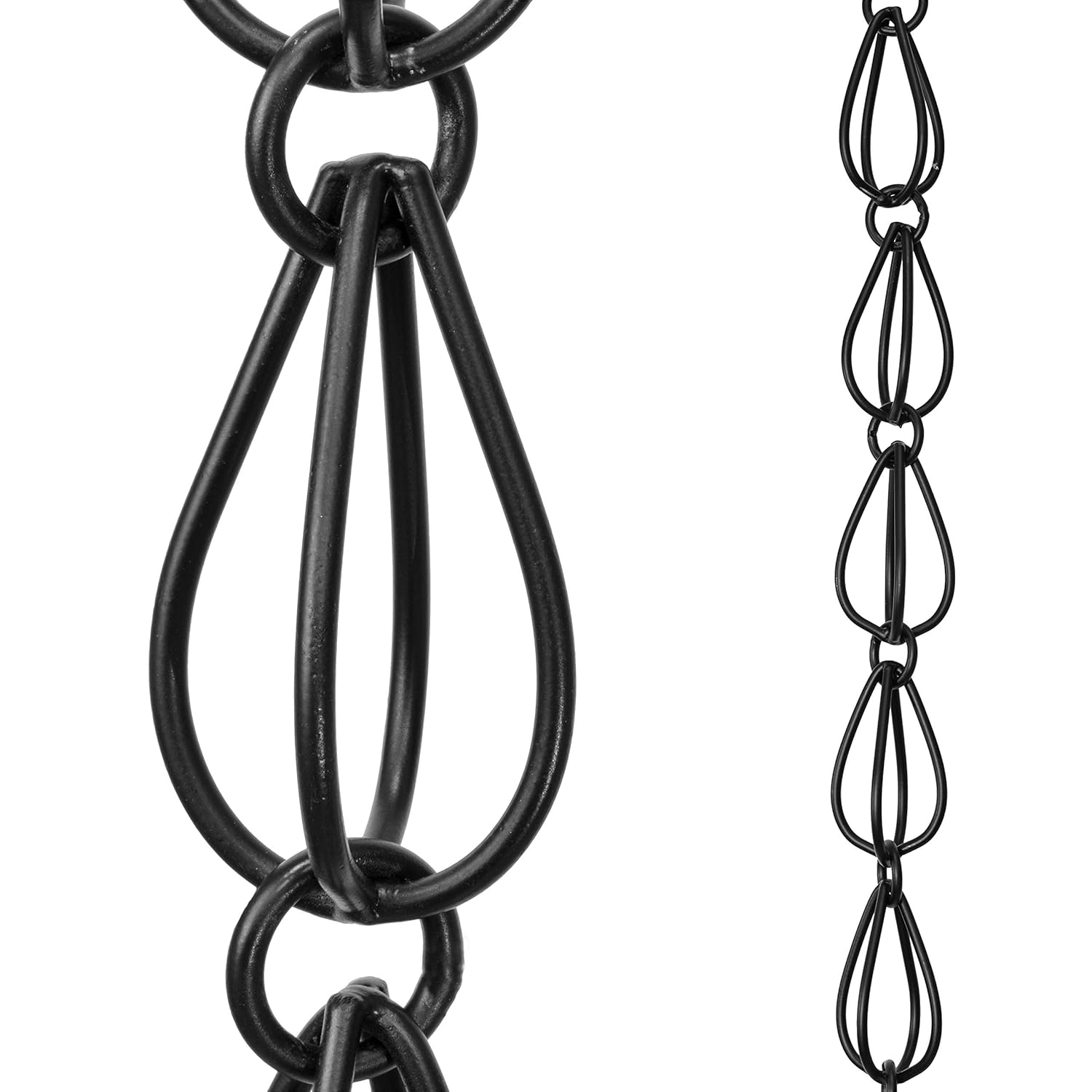 Monarch Rain Chains Aluminum Teardrop Rain Chain, 8.5 ft Black Powder Coated Aluminum Decorative Rain Catcher Chain for Gutters, Black Aluminum Rain Gutter Replacement Downspout