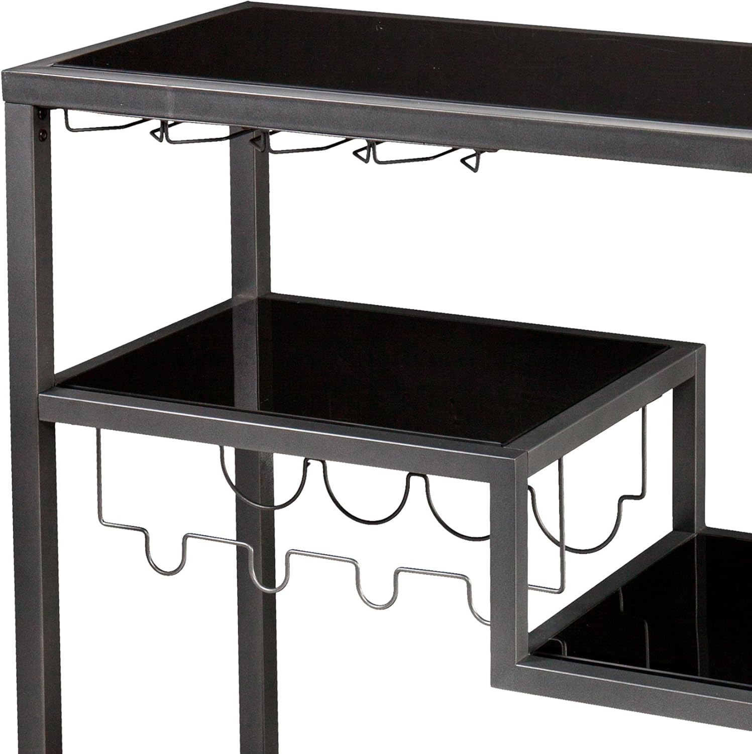 Holly & Martin Zephs indoor Bar Cart - Gunmetal Gray with Black Glass 40 x 37.5