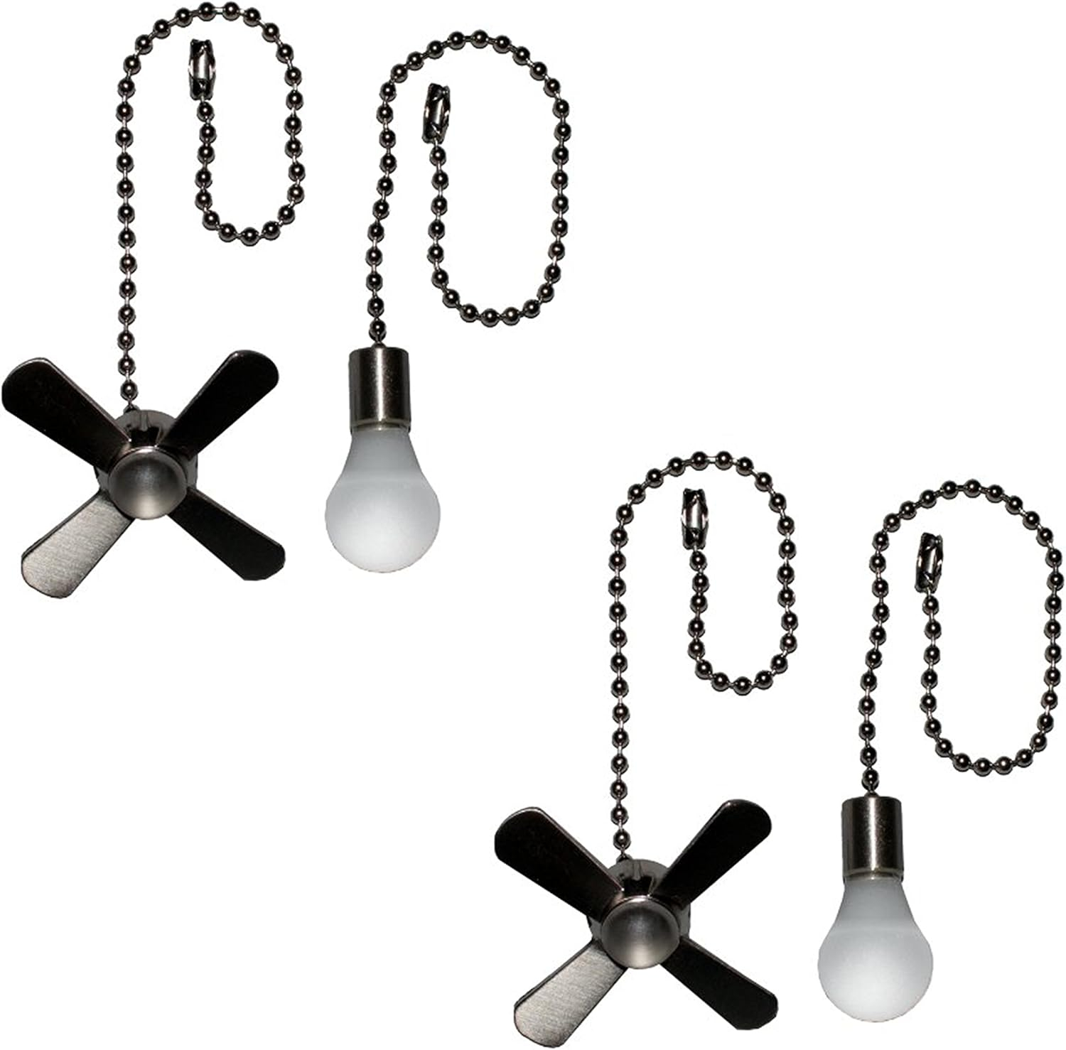 Harbor Breeze Universal 7.0-in Brushed Nickel and White Metal Indoor Pull chain