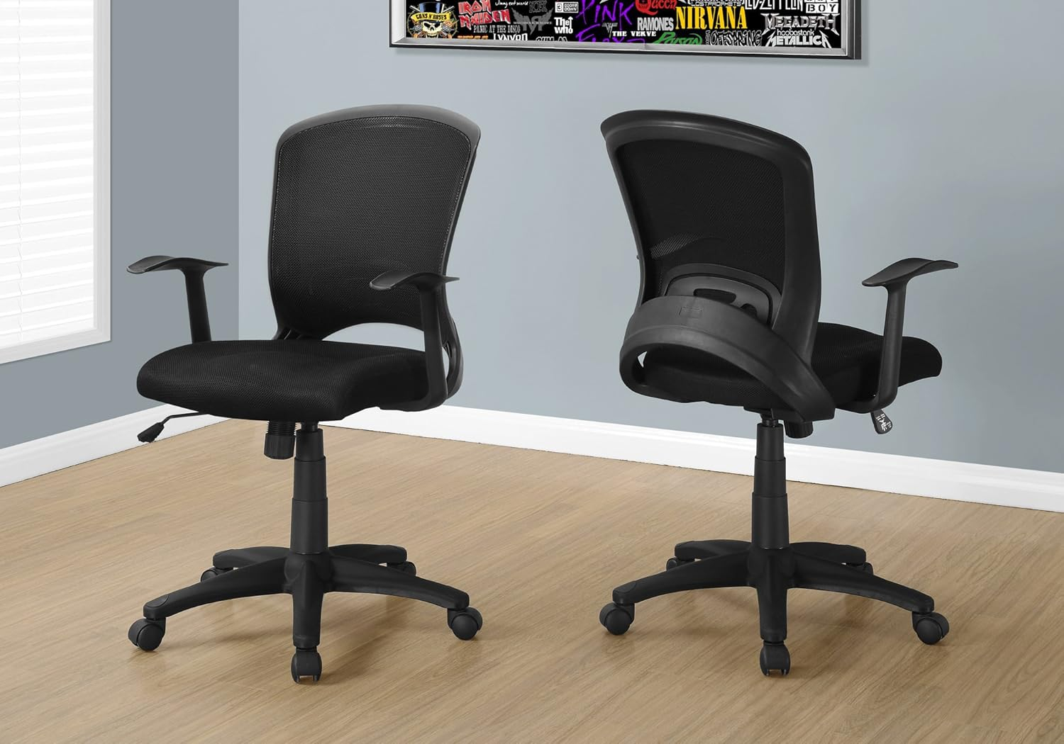 Monarch Specialties Office Chair, Swivel, Ergonomic, Armrests, Computer Desk, Work, Black Mesh