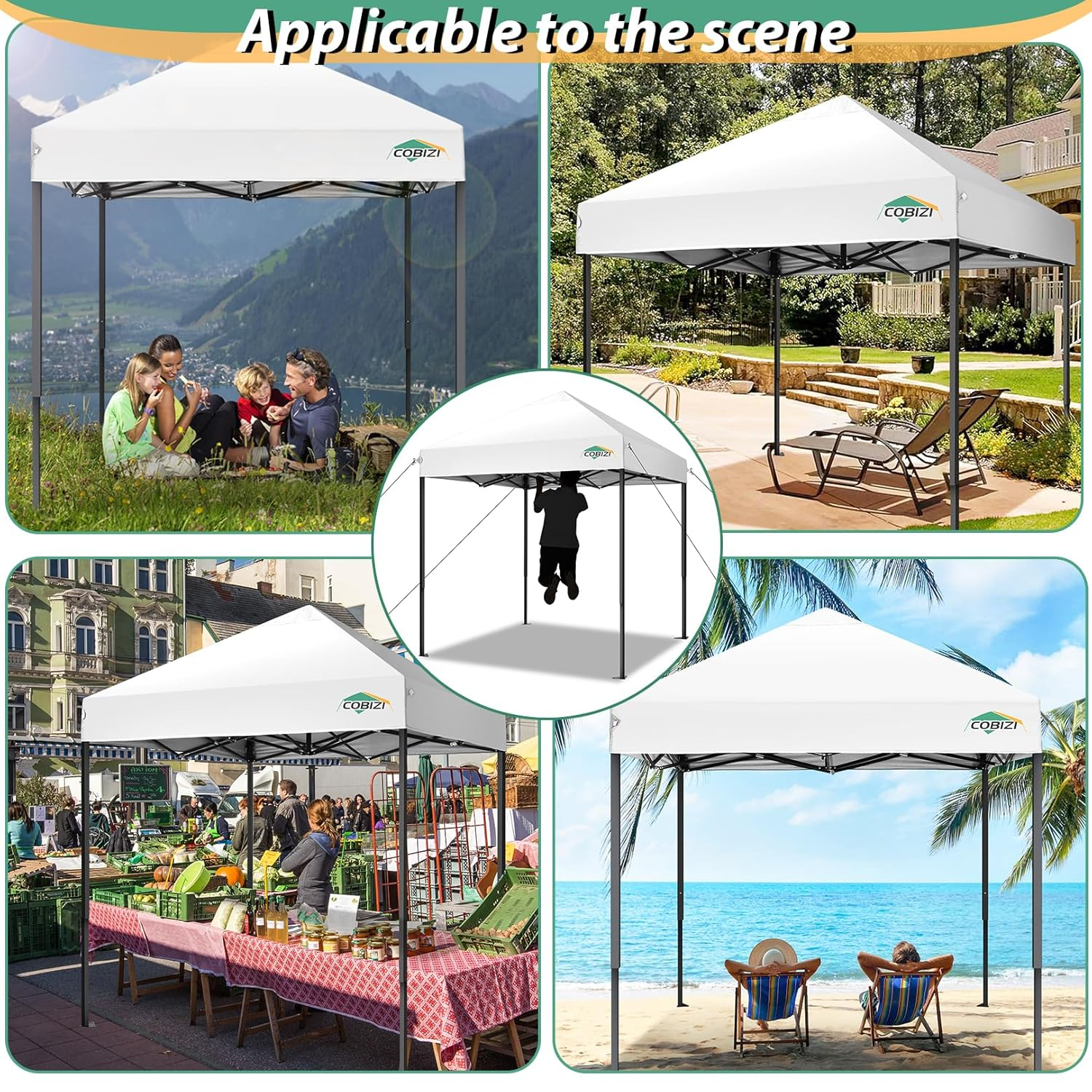 White 6.6x6.6ft Alloy Steel Pop Up Canopy Tent