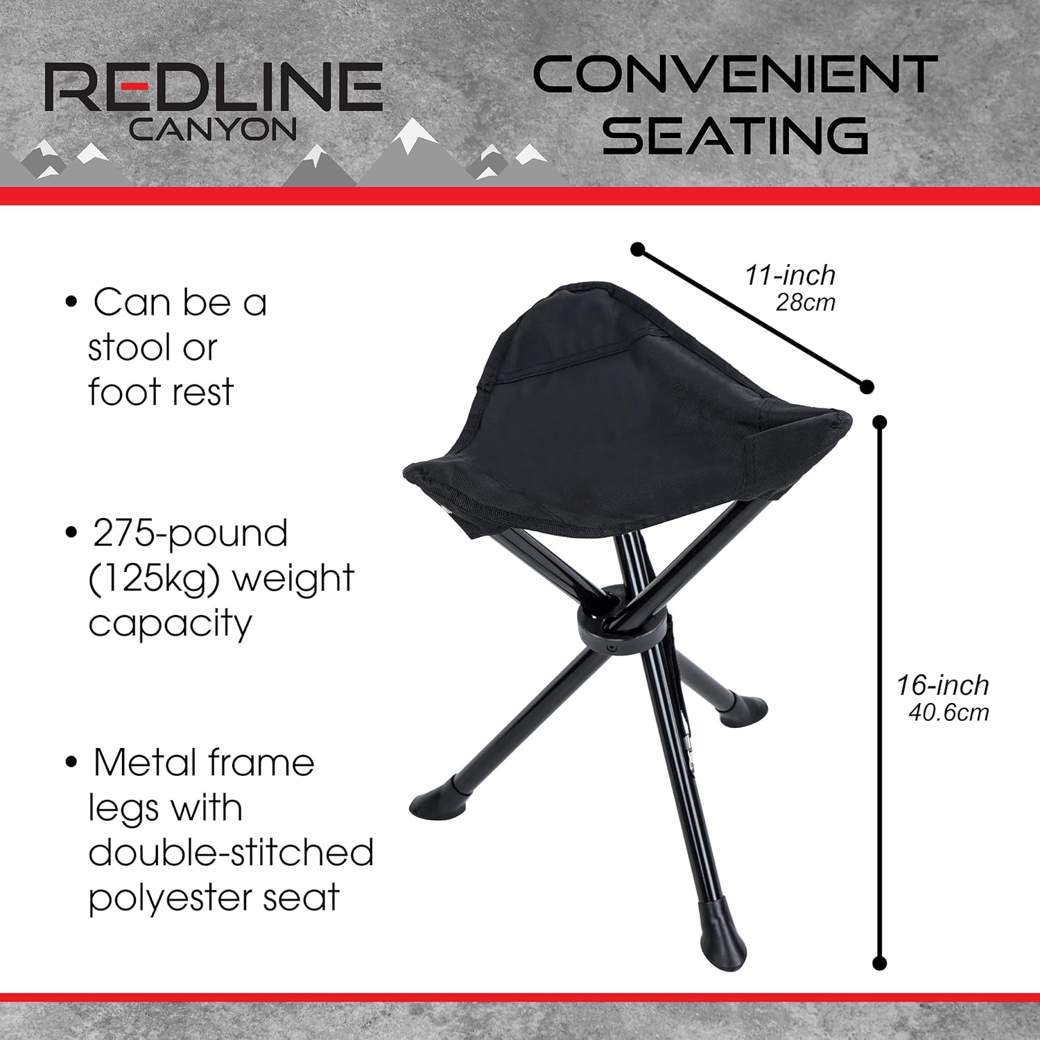 RLC Folding Camping Stool Tripod - Portable 3 Legged Ultralight Backpacking Chair