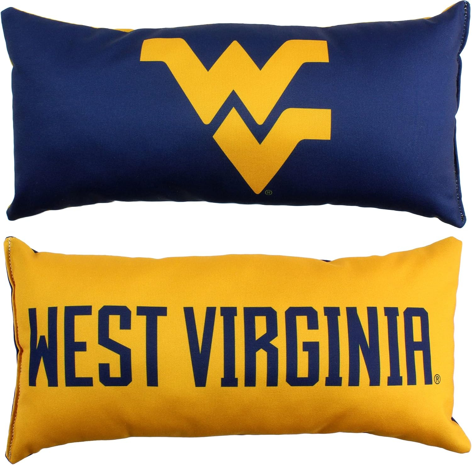 College Covers Solid Color Bolster Travel Pillow, 1 Count (Pack of 1), West Virginia Mountaineers