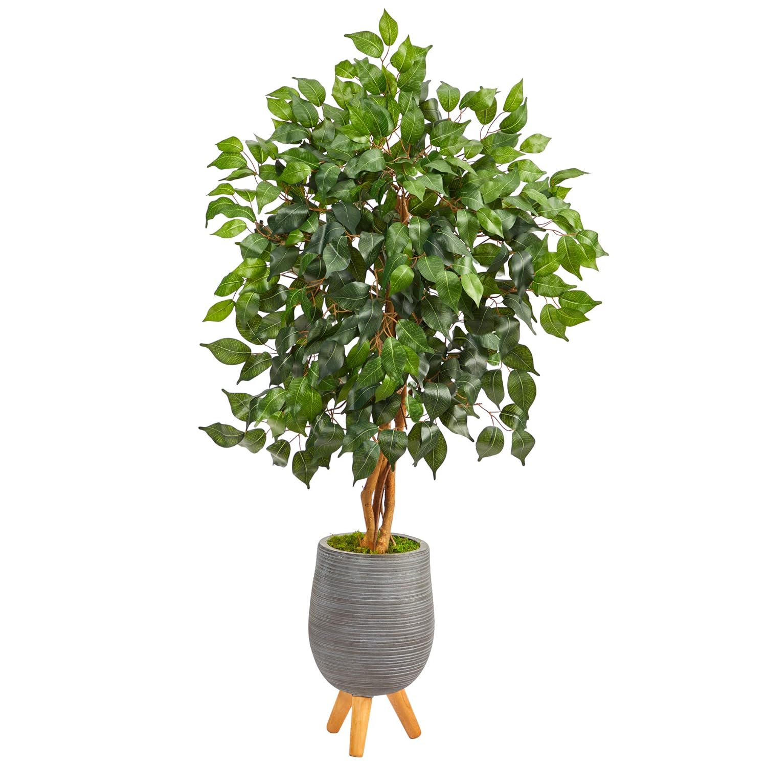 Nearly Natural 4ft. Ficus Artificial Tree in Gray Planter with Stand