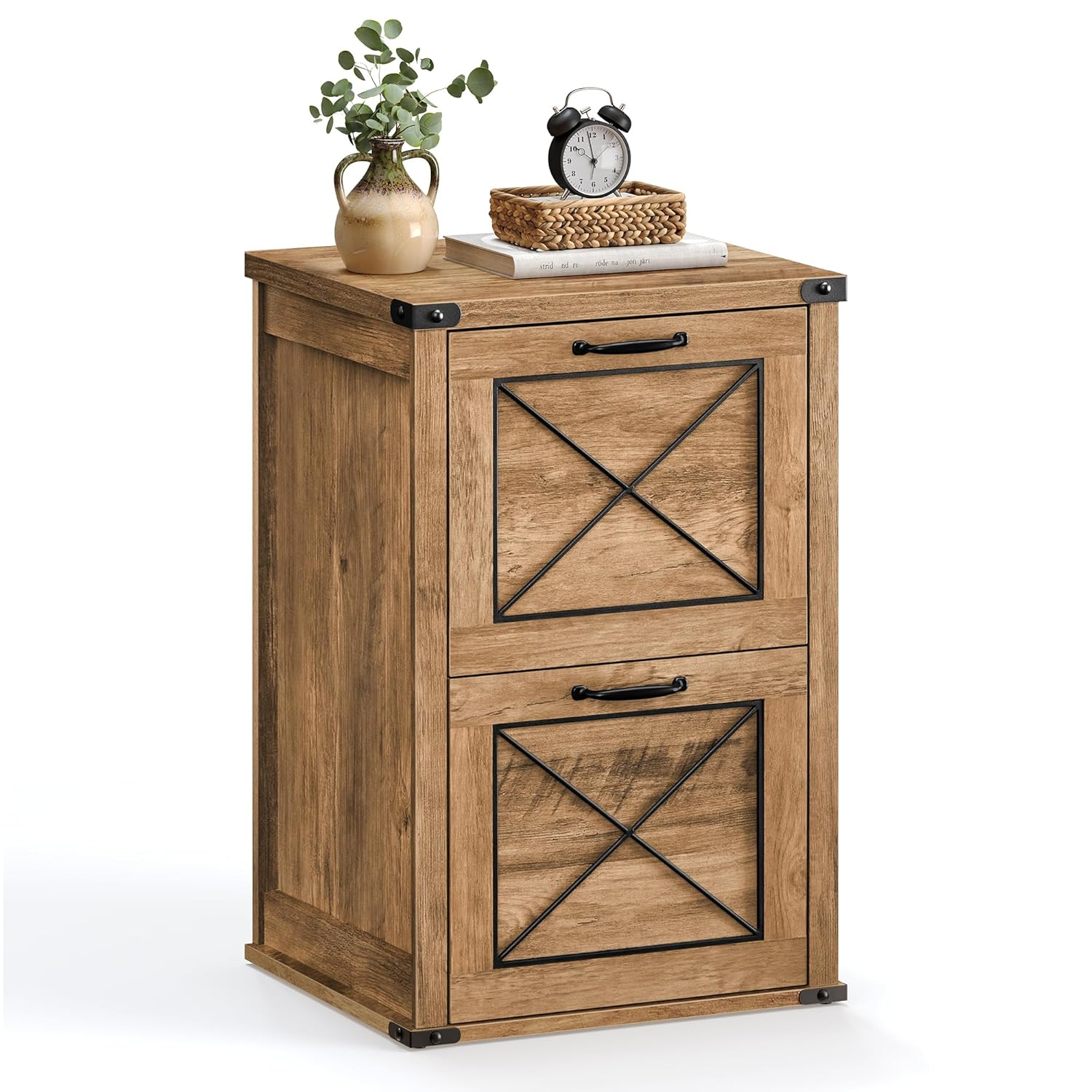 VASAGLE File Cabinet, Filing Cabinet with 2 File Drawers, Printer Stand, Fit A4, Letter Size, Hanging File Folders, Modern Farmhouse Style, for Home Office, Honey Brown UOFC048T41