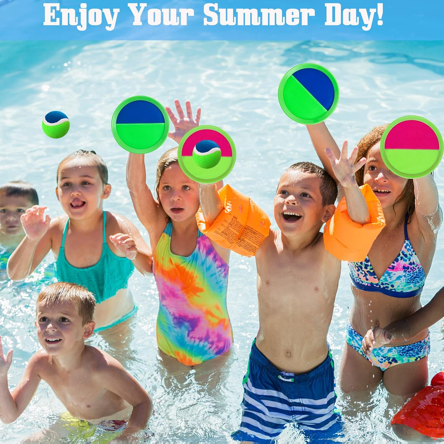 Outside Toys for Kids Ages 4-8 - Toss and Catch Ball Set, Kids Outdoor Games Yard Games for Kids and Adults with 6 Paddles and 3 Balls Toys for 3 4 5 6 7 8 Year Old Boys Girls Birthday