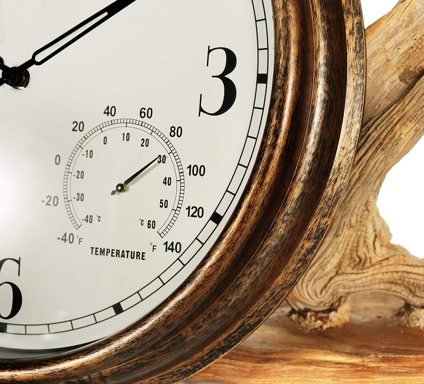 16 Inch Large Outdoor Wall Clock,Waterproof Vintage Non-Ticking Clock with Thermometer and Hygrometer Combo,Battery Operated Clock Wall Decorative- Bronze