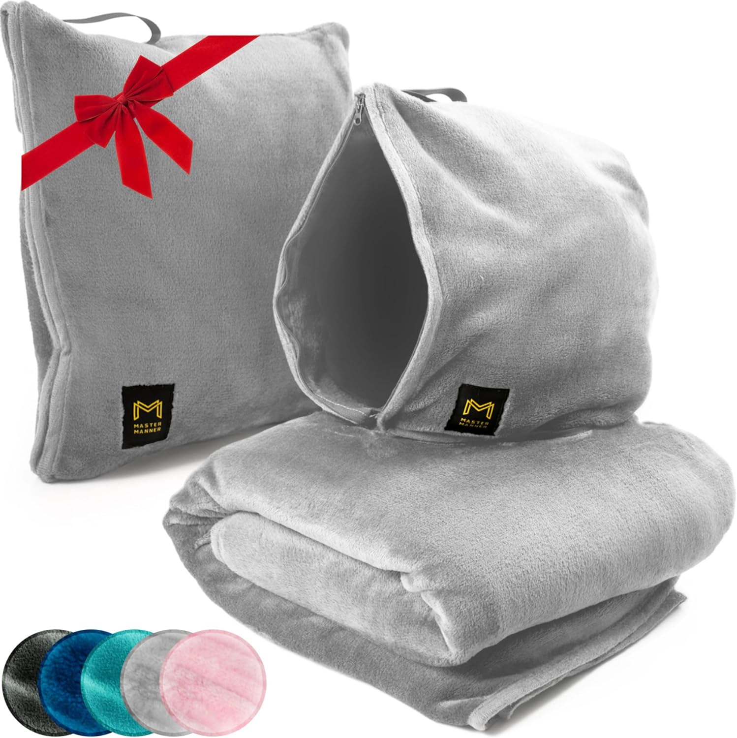 Travel Blanket Airplane Compact with Hoodie – 2in1 Airplane Travel Accessories from Plane Blanket to Travel Pillow with Luggage Strap, Soft Handle & Secure Pocket