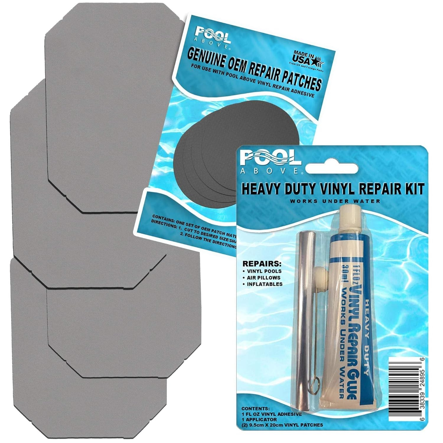 Pool Above Repair Kit for Easy Set, Fast Set, Frame Set Pool Liner | Vinyl Patches and Glue