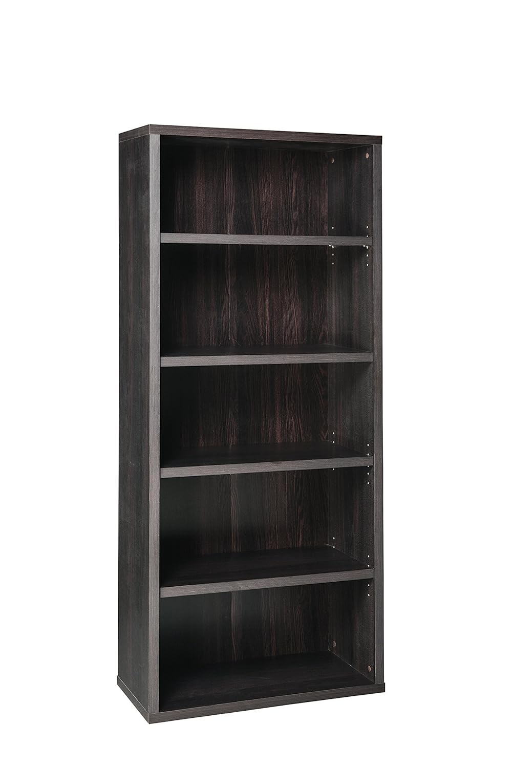 Adjustable Black Walnut 5-Tier Laminated Bookshelf