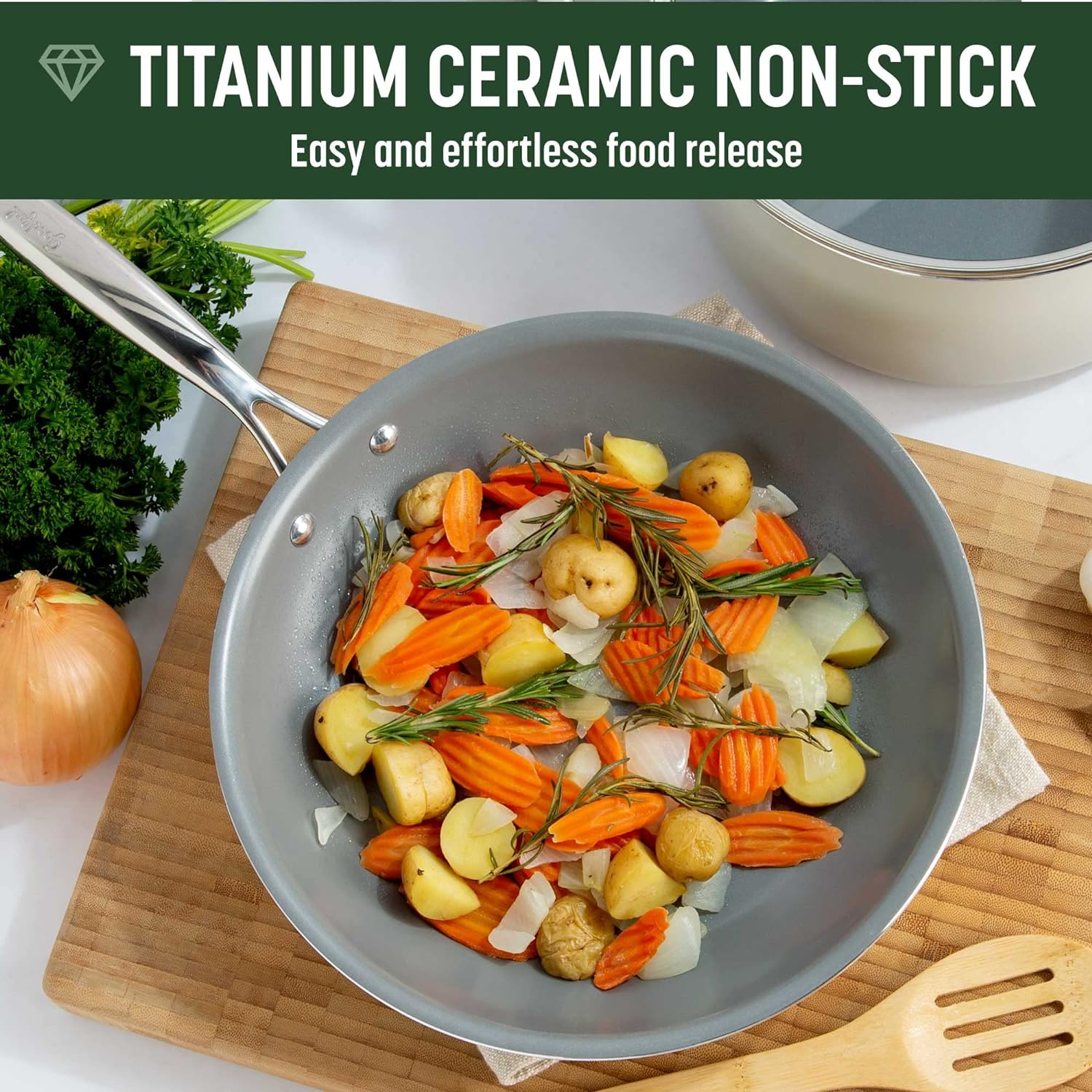 Cream 12-Piece Nonstick Aluminum Cookware Set with Glass Lids