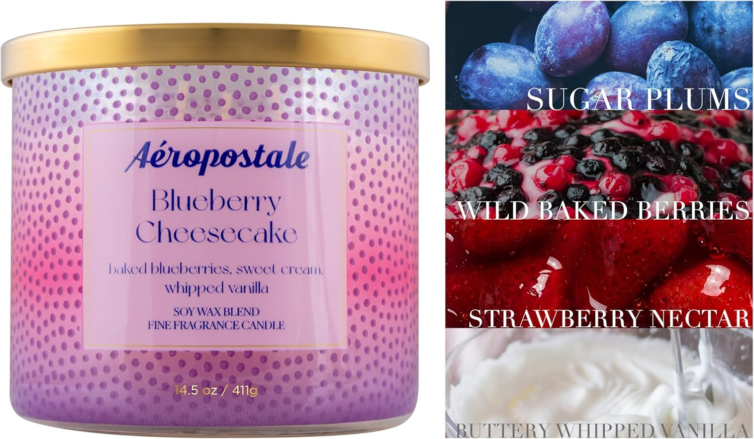 Aeropostale Blueberry Cheesecake Candle, 14.5 oz.