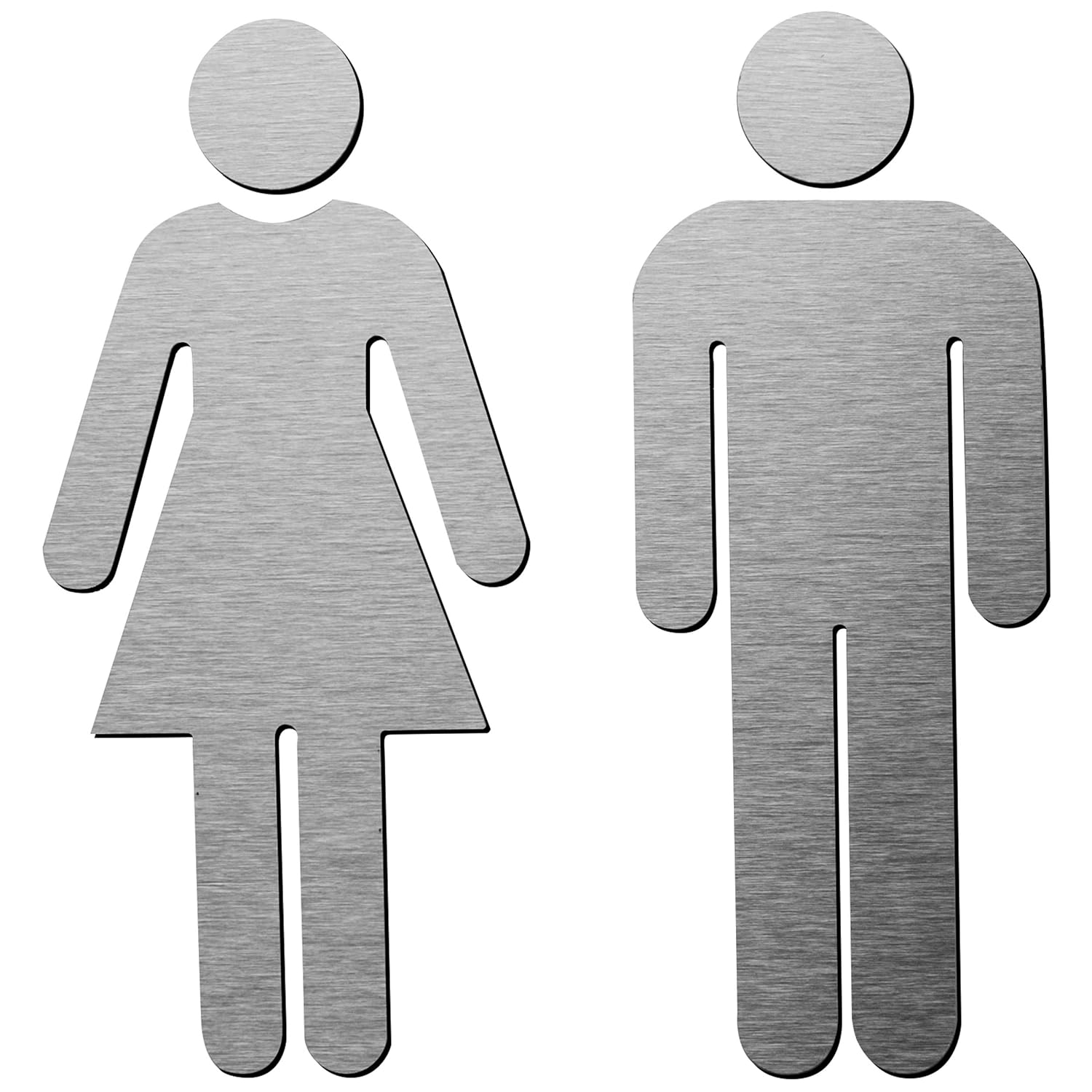 Brushed Aluminum Men's and Women's Bathroom Sign Figure Set - Men and Women Modern Restroom Sign - Bathroom Door Signs - Restroom Signs for Business - Bathroom Signage