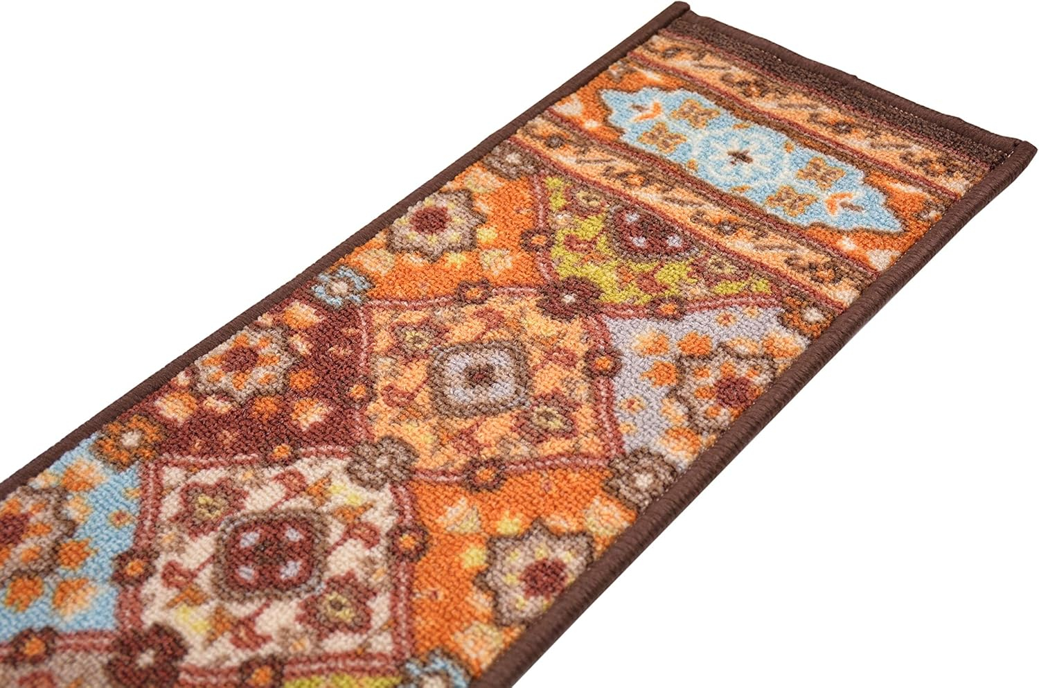 Indoor Bakhtiari Design Multi 8-1/2 in. x 26 in. Slip Resistant Backing Stair Tread Cover (Set of 13)
