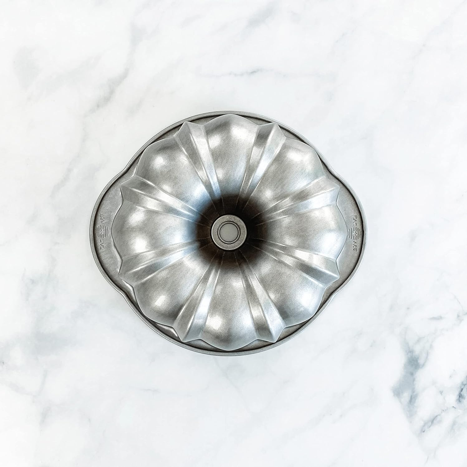 10-Inch Metallic Gray Non-Stick Fluted Silicone Bundt Pan