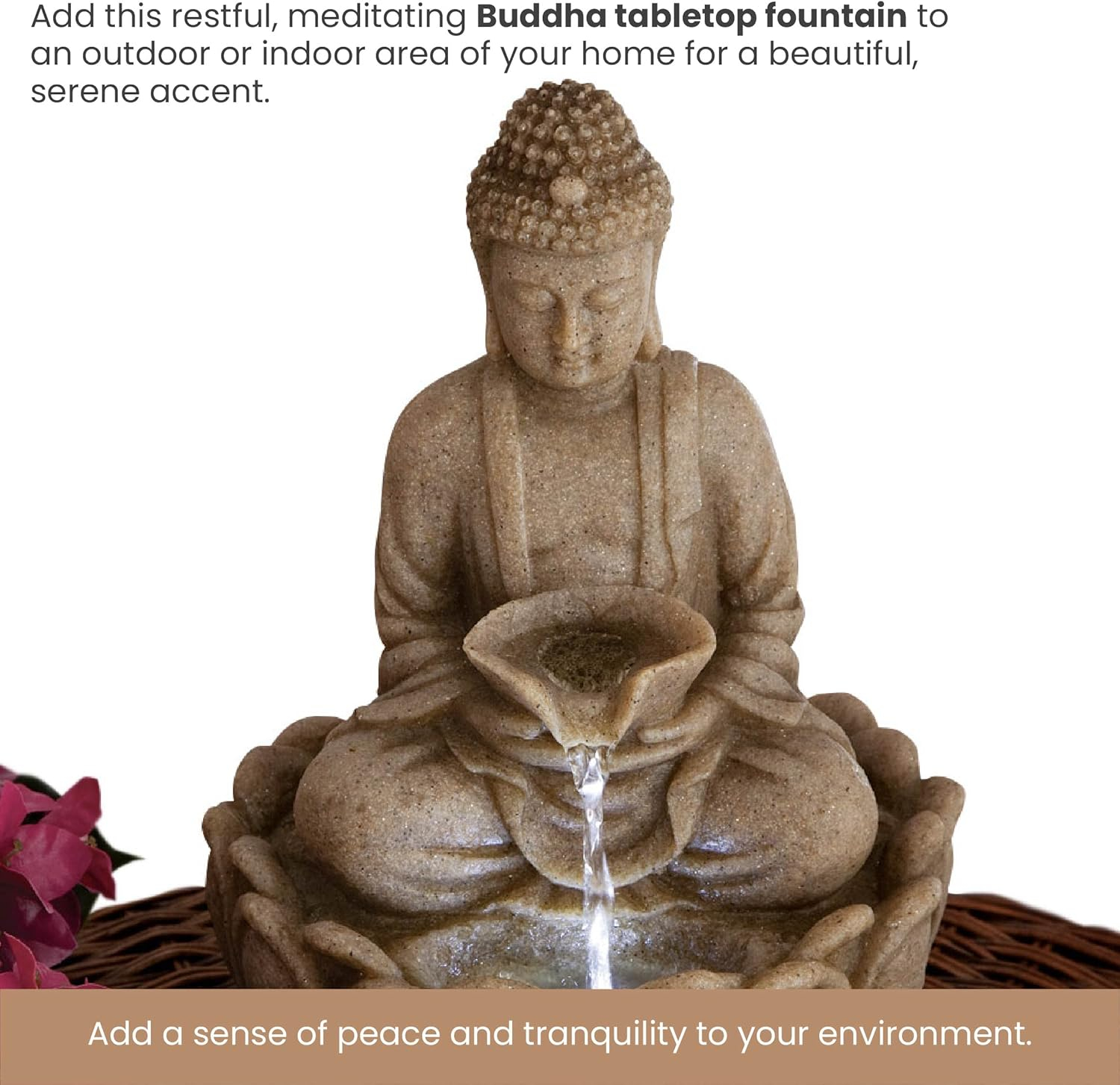 Bits And Pieces 28 cm Indoor Serenity Buddha Tabletop Water Fountain