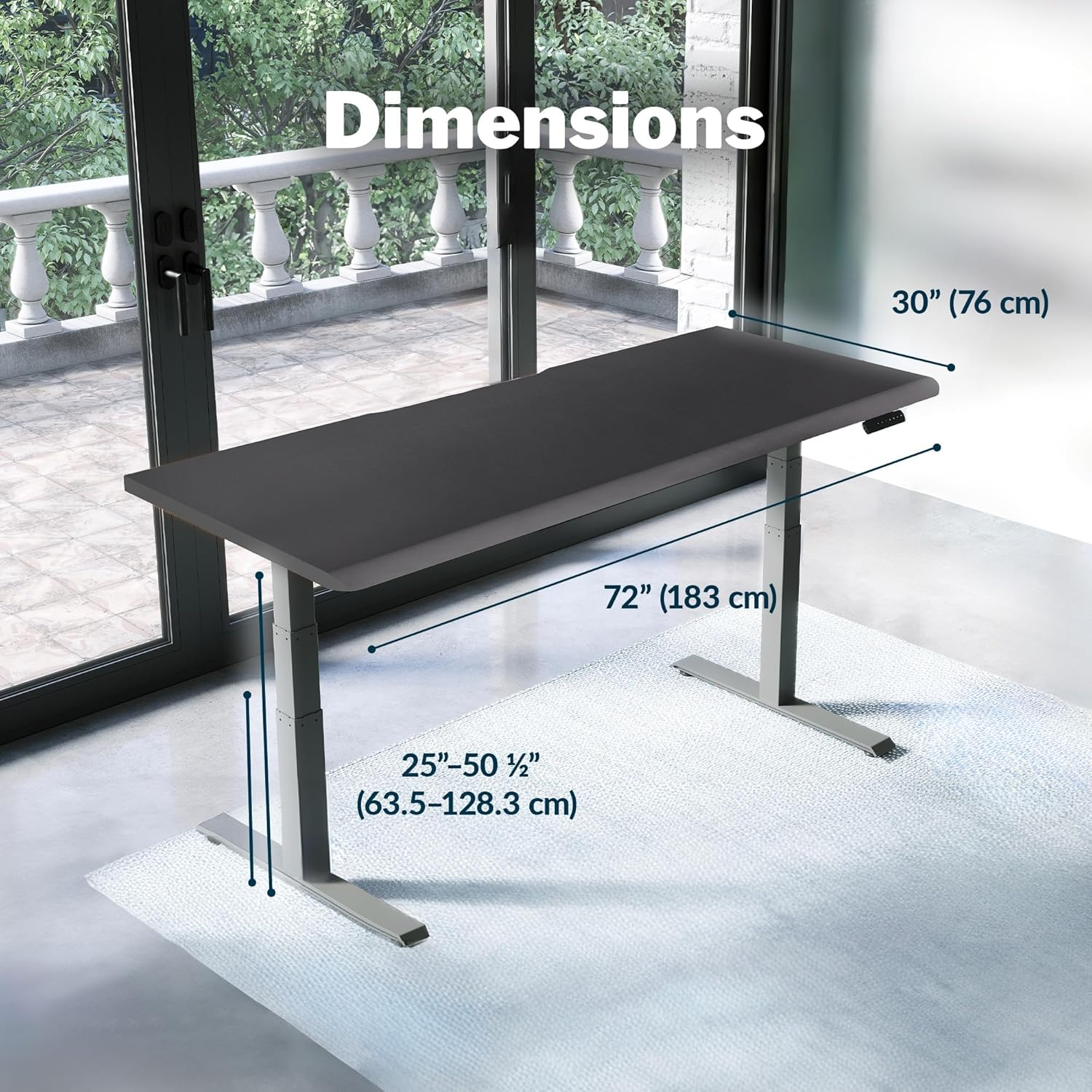 Vari ComfortEdge 72x30 Electric Standing Desk – Adjustable Sit-Stand VariDesk with 4 Height Presets, Ergonomic Front Edge, Black Top/Slate T-Style Legs + Easy Assembly (Ships in 2 Boxes)