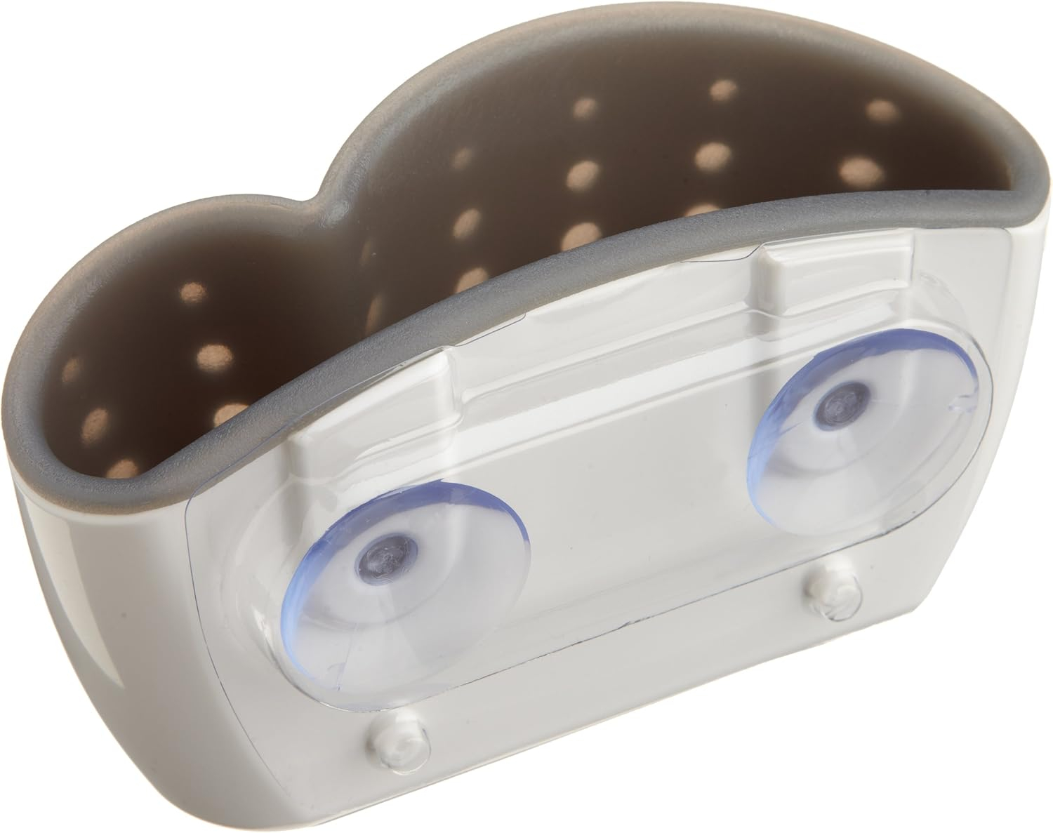 Casabella Sink Sider? Suction Cup Sponge Holder, Versatile Tool, Storage Capabilities, Use in Kitchen or Bathroom, White/Grey