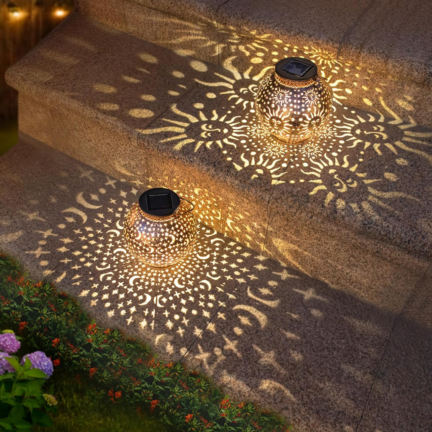Solar Large Lantern Outdoor Hanging Lights Metal Decorative Garden Lights Waterproof Table Lamp for Patio, Courtyard, Party Decorations (1 Pack, Teal Blue)