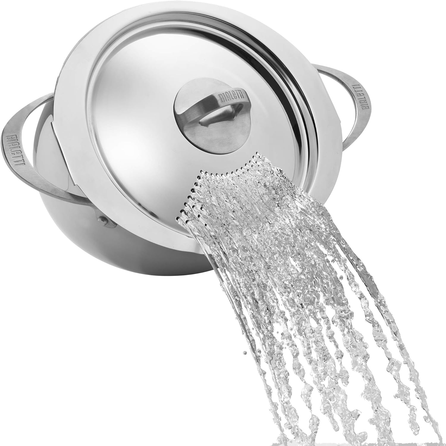 Bialetti 6 Quart Nonstick Oval Pasta Pot with Strainer Lid, Stainless-Steel