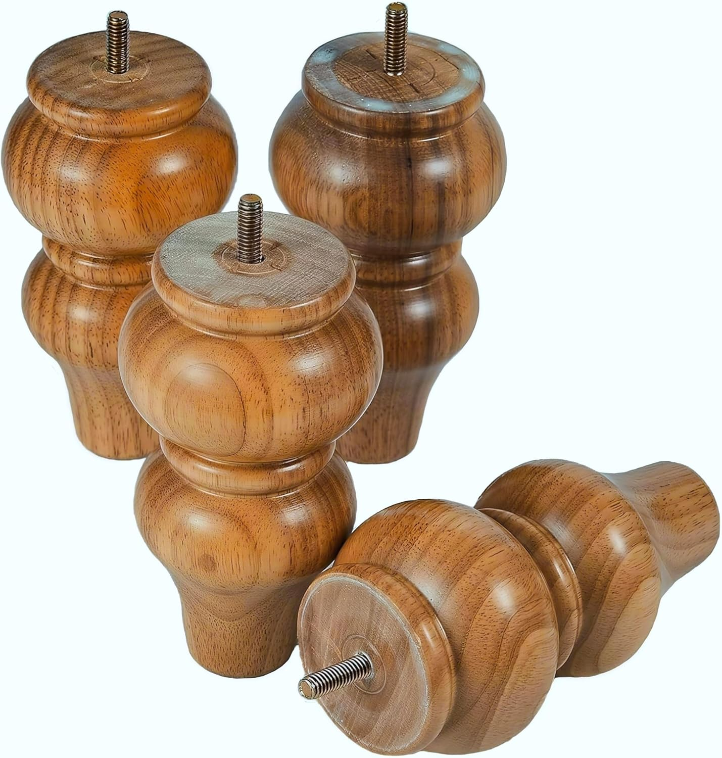 Wood Furniture Legs-Round Couch Legs, Sofa Legs Set of 4,Couch Legs Replacement,for Chair Legs Dresser Legs Cabinet Legs(6 inch Wood Color)