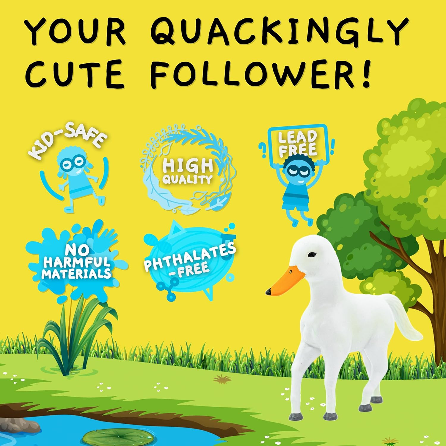 Huck Mini Randimal Animal Figures - Horse & Duck Hybrid Realistic Toys - Unique Safari & Farm Animal Mix - Small Figurines for Kids & Kidults