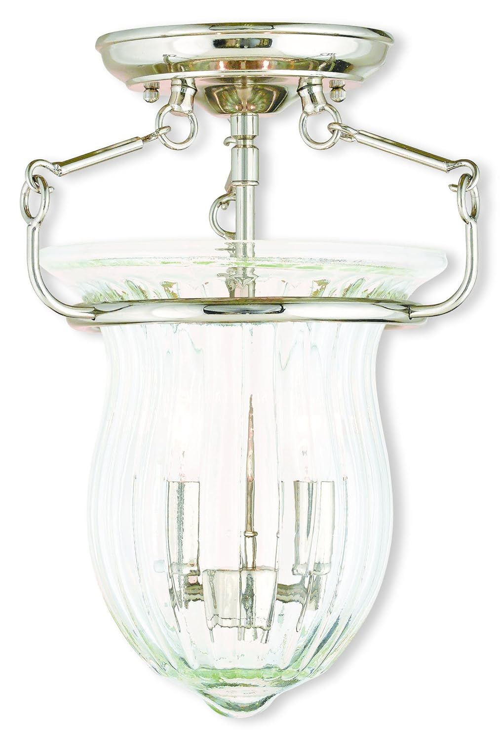 Polished Nickel Glass Jar Indoor/Outdoor Ceiling Light