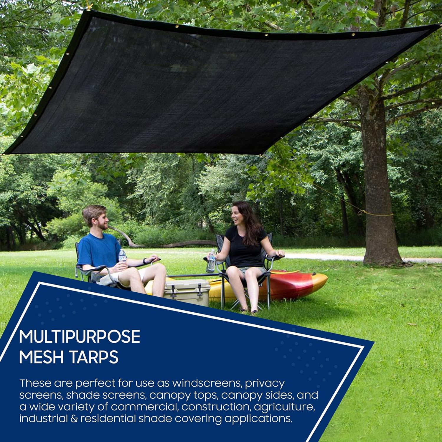Tarps Now Heavy Duty Mesh Tarps, (8' X 16') with Grommets - 75% Sunblock Shade Cloth Tarp for Patio Screen, Wind Block, Privacy Screen, Canopies, Dump Trucks, Pool Cover - Black