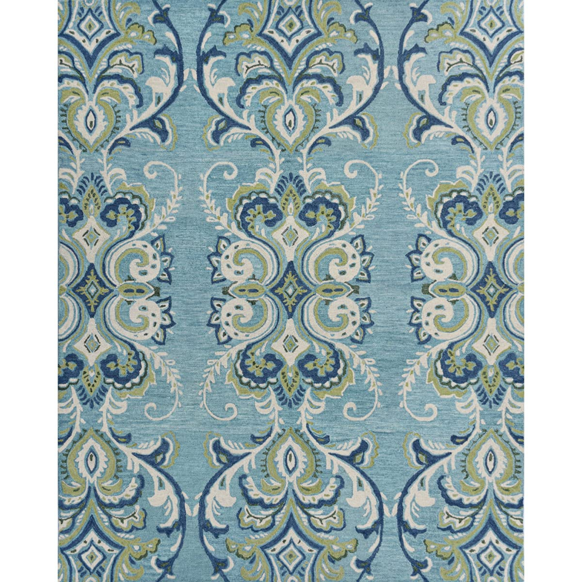 Adelaide Hand Hooked Aqua/Green/Ivory Wool Rug