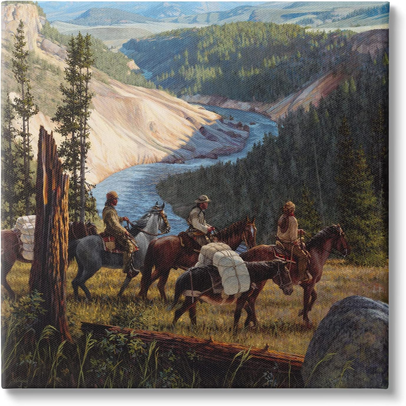 Stupell Industries Yellowstone Equestrian Landscape Animals & Insects Painting Gallery Wrapped Canvas Print Wall Art