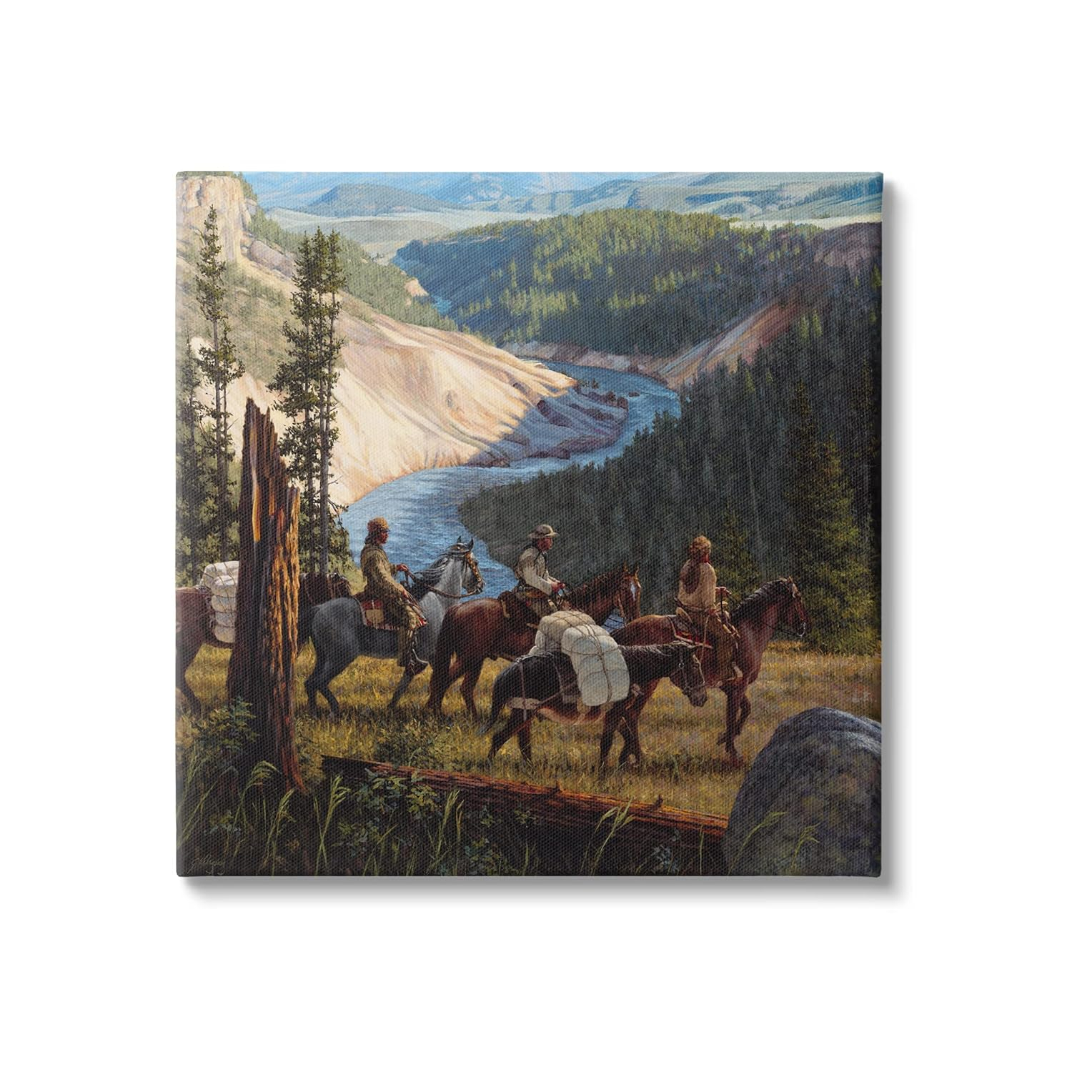 Stupell Industries Yellowstone Equestrian Landscape Animals & Insects Painting Gallery Wrapped Canvas Print Wall Art
