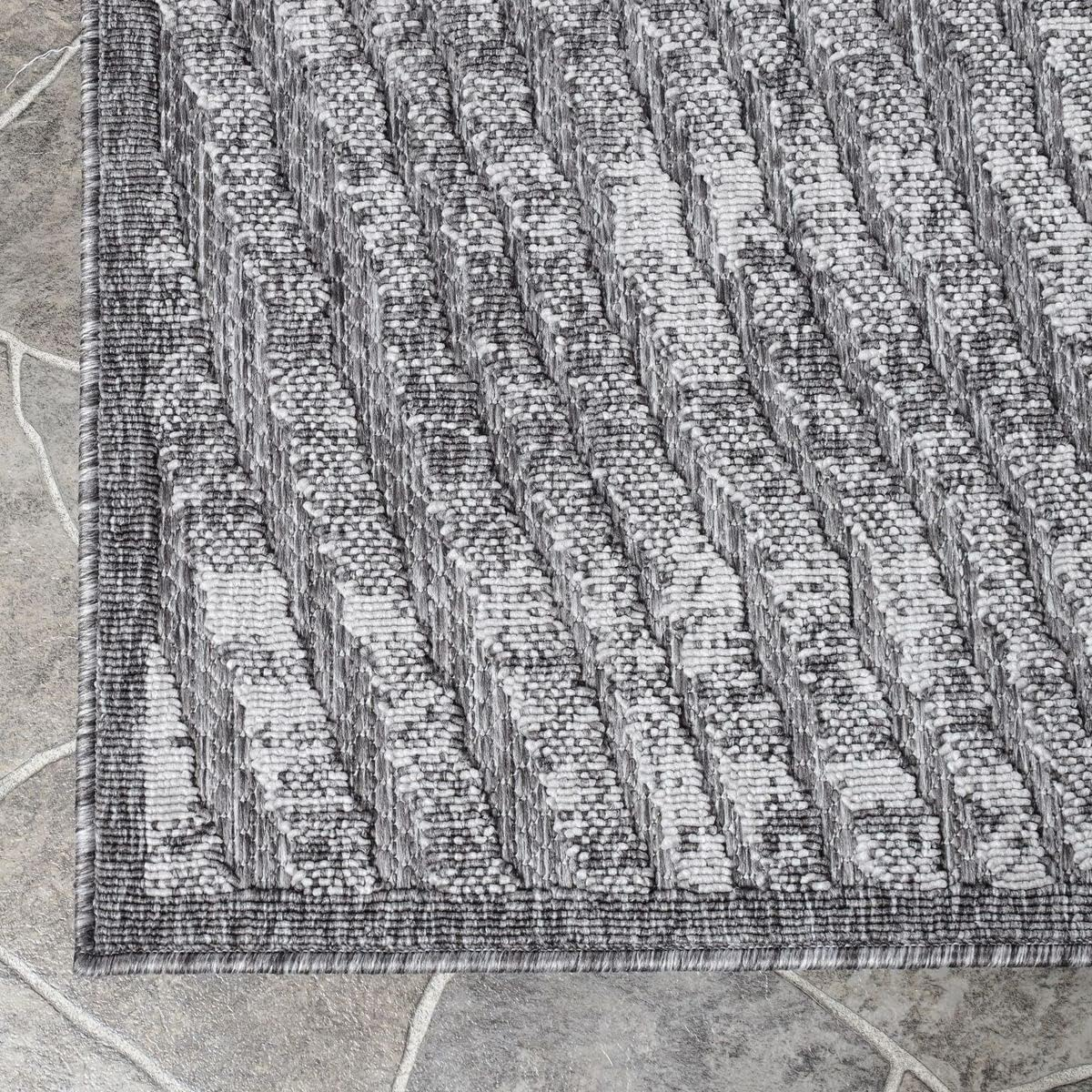 Superior Indoor Outdoor Area Rug, Perfect for Patio, Bedroom, Kitchen, Laundry Room, Entryway, Office, Playroom, Carpet Cover, Abstract Geometric Modern, Ellery Collection, 5' 2" x 7' 2", Grey