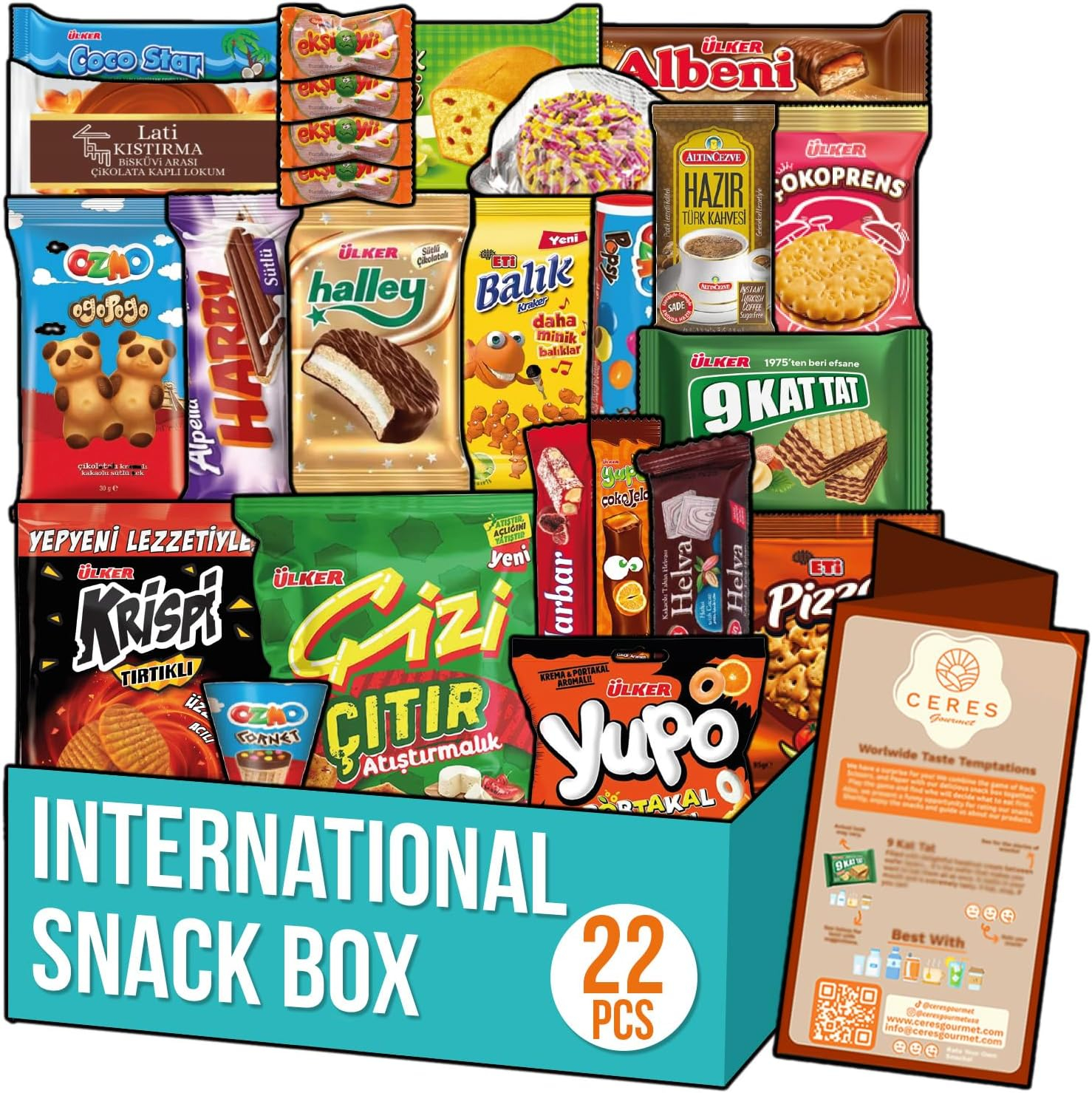 International Exotic Snack Box Variety Pack, 22 Count Premium Foreign Rare Snack Food Gifts with Suprise Item for Fun, Mystery Box of Snacks, European Snacks for Adults and Kids for Christmas Thanksgiving and More