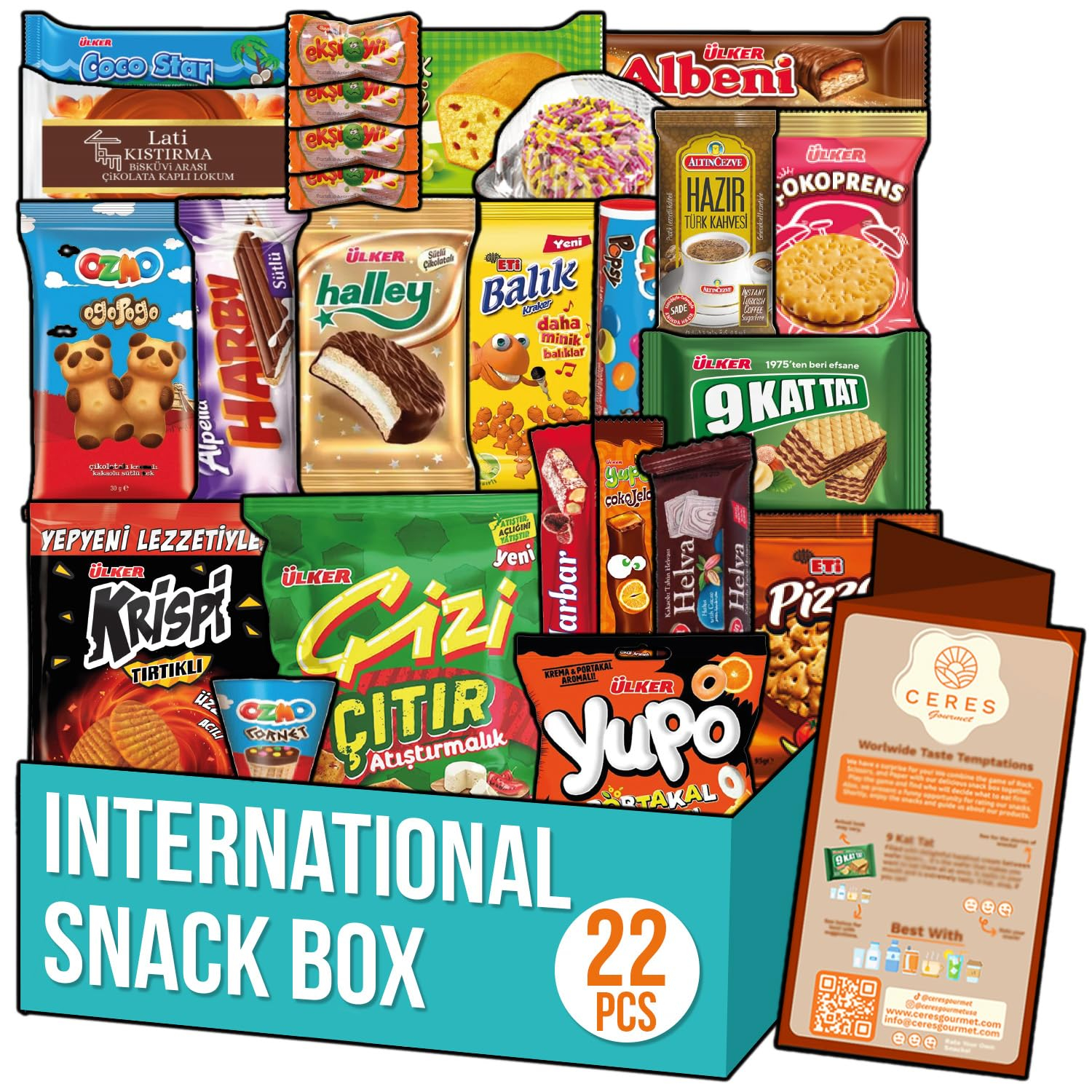 International Exotic Snack Box Variety Pack, 22 Count Premium Foreign Rare Snack Food Gifts with Suprise Item for Fun, Mystery Box of Snacks, European Snacks for Adults and Kids for Christmas Thanksgiving and More