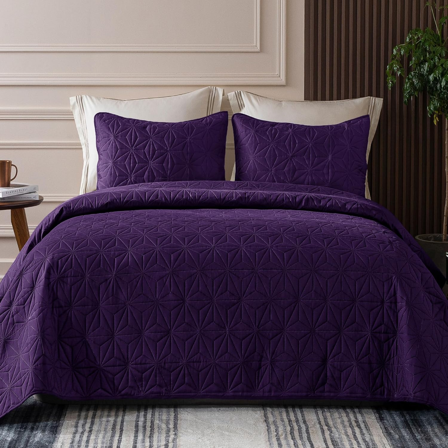 3-Piece King Size Quilt Set Purple - 3 Piece - King