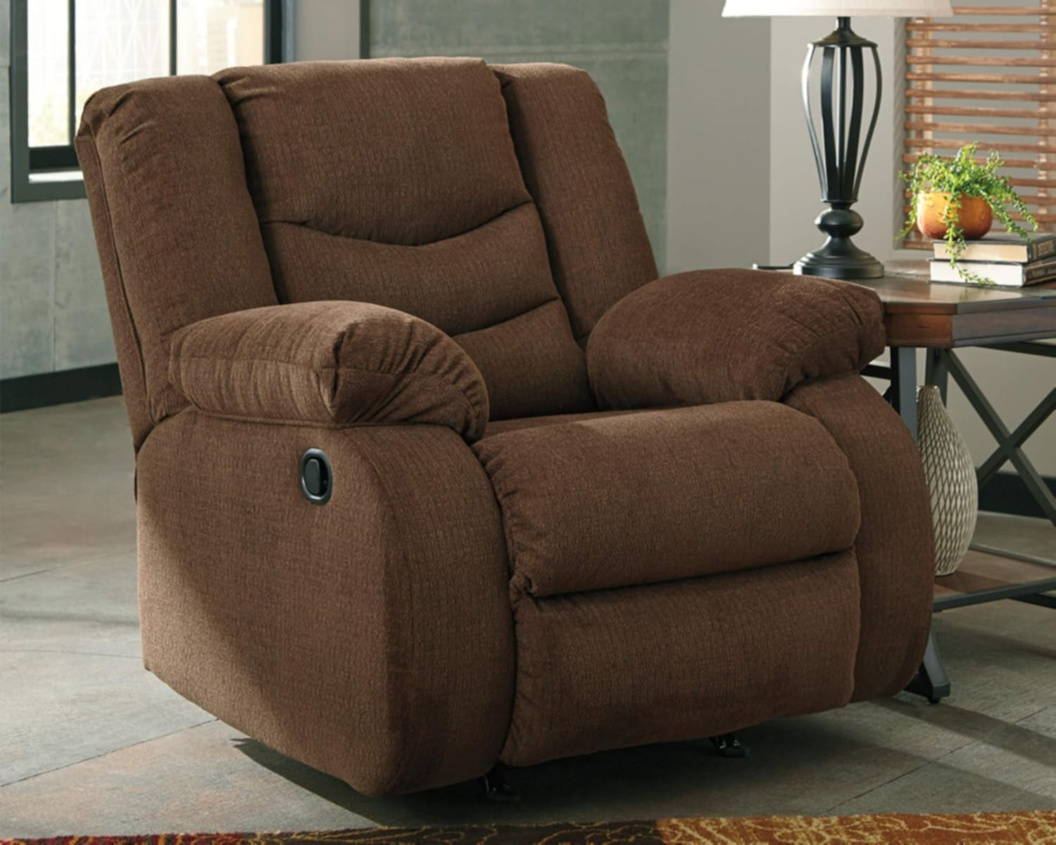 Chocolate Brown Traditional Metal Recliner with Plush Cushions