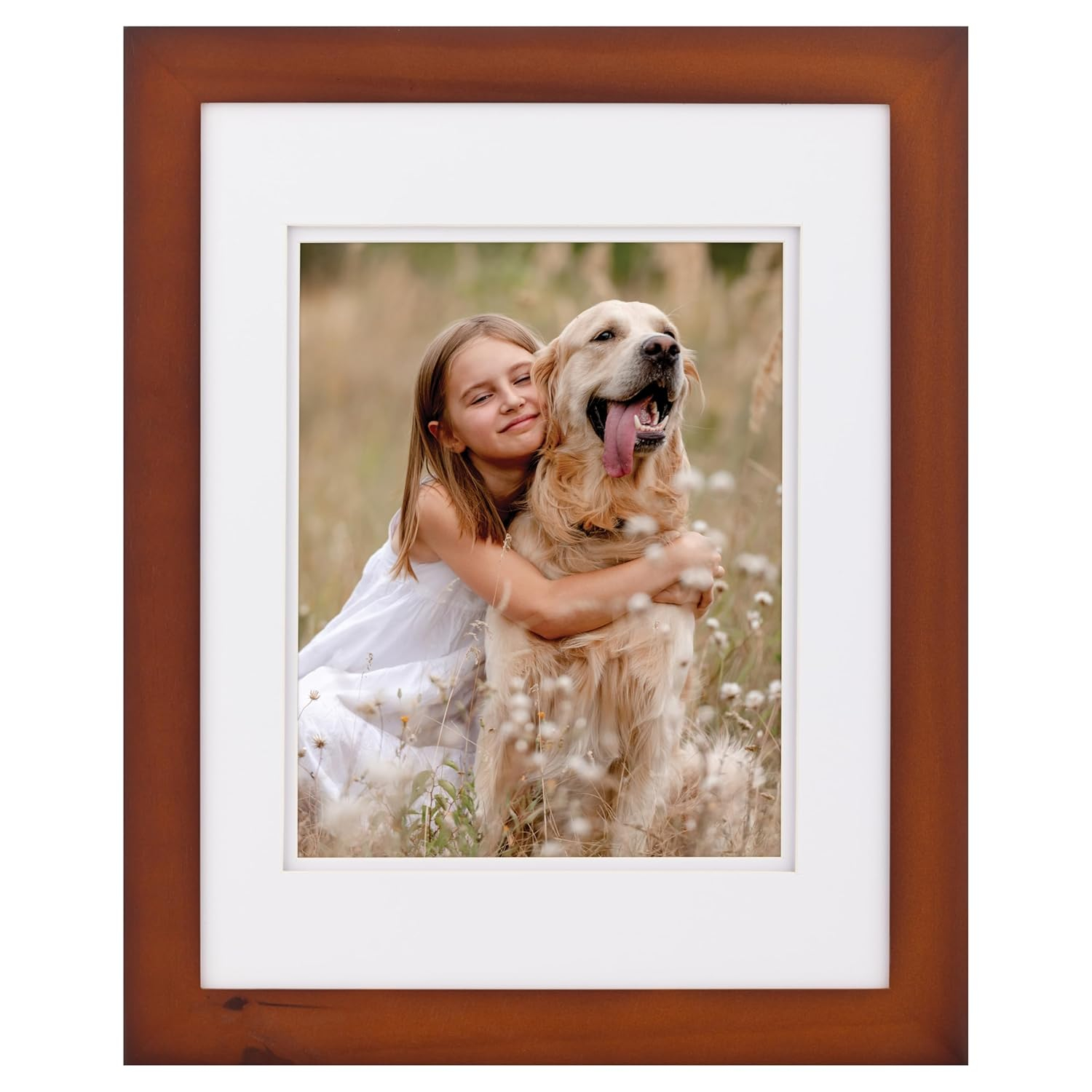 Gallery Solutions 11"x14" Flat Cherry Frame with Double White Mat, For 8"x10" Pictures