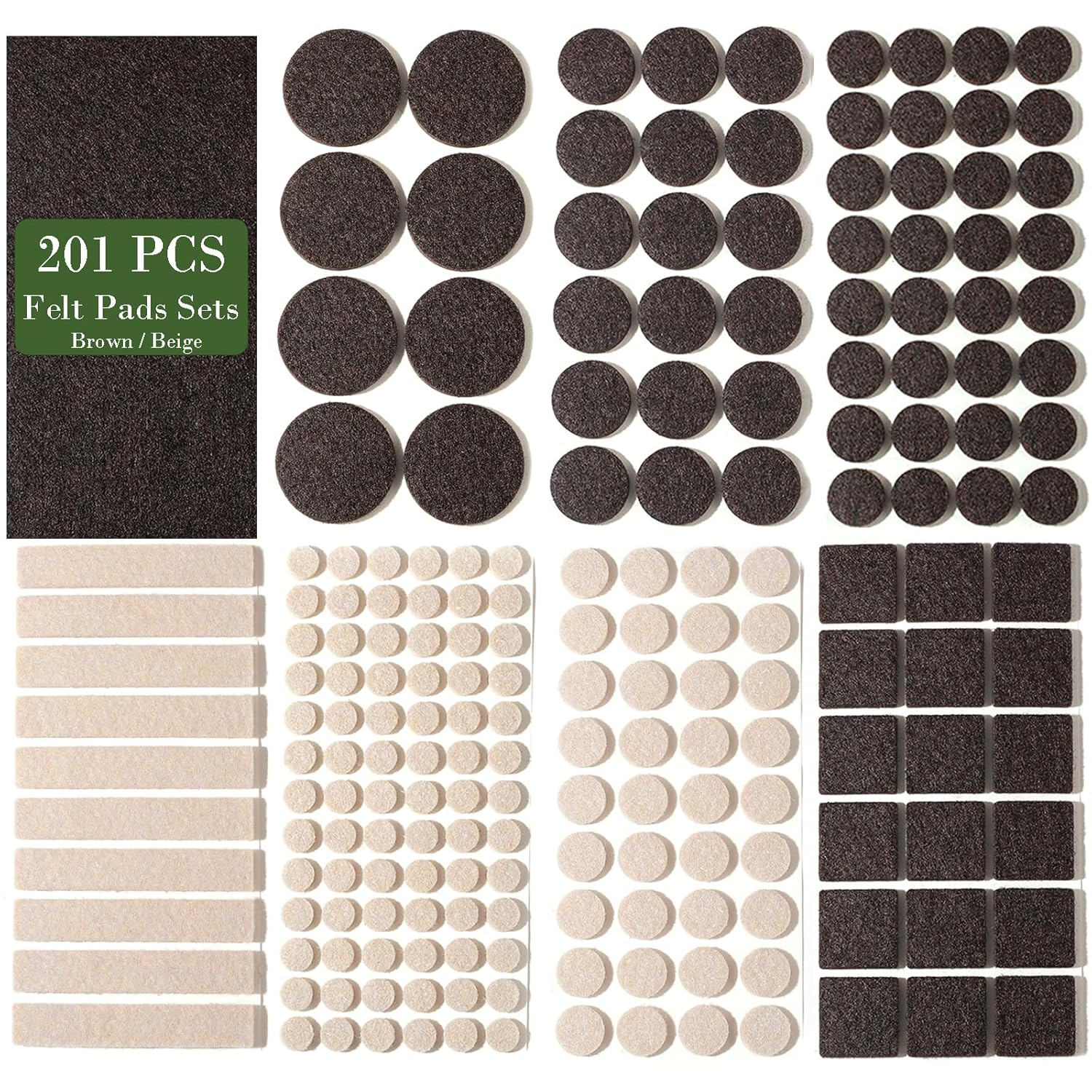 Fursafe&Q Felt Furniture Pads, Furniture Felt Pads for Hardwood Floors -Self Adhesive Chair Leg Floor Protectors, Protect from Nicks, Dents and Scratches, Chair Feet Protectors 136 Pcs Chair Feet