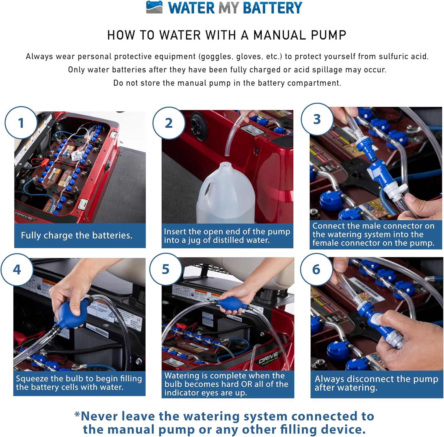 Manual Pump for Battery Watering System | Water My Battery | Golf Cart Battery Watering System Pump