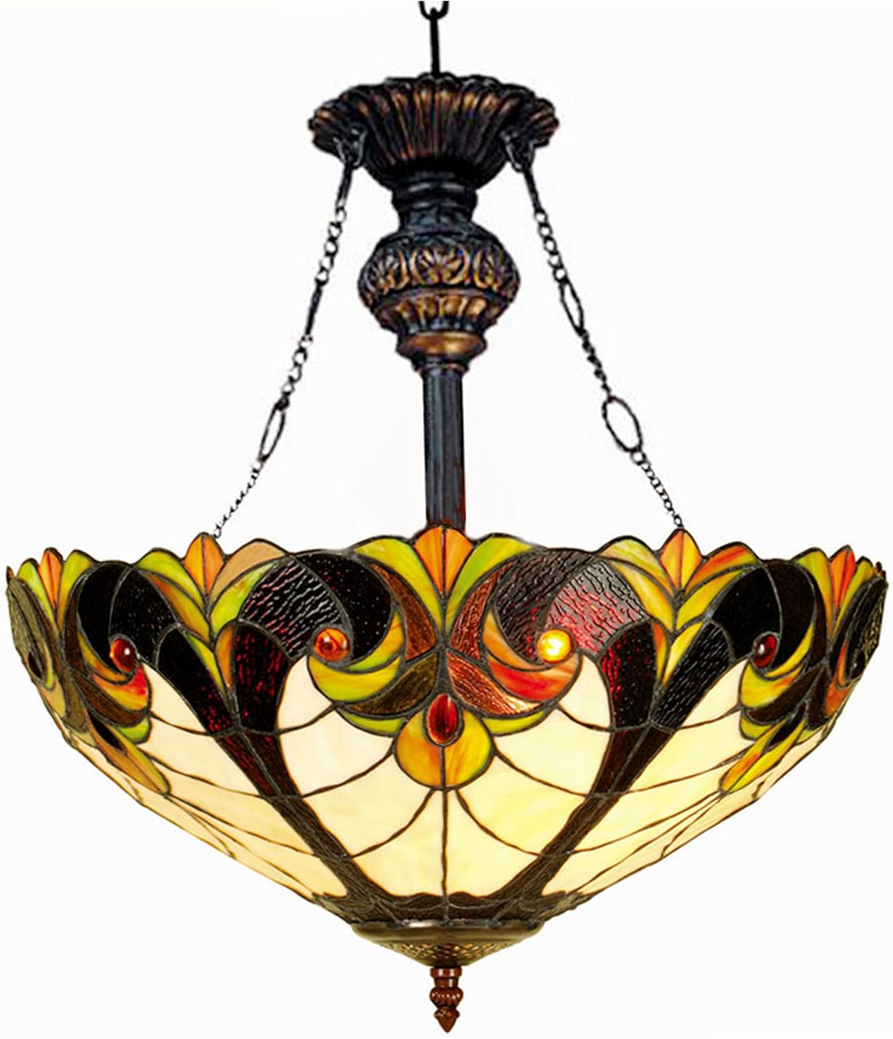 Chloe CH18780VI18-UH2 Liaison Tiffany-Style Victorian Inverted Ceiling Pendant with 18" Shade