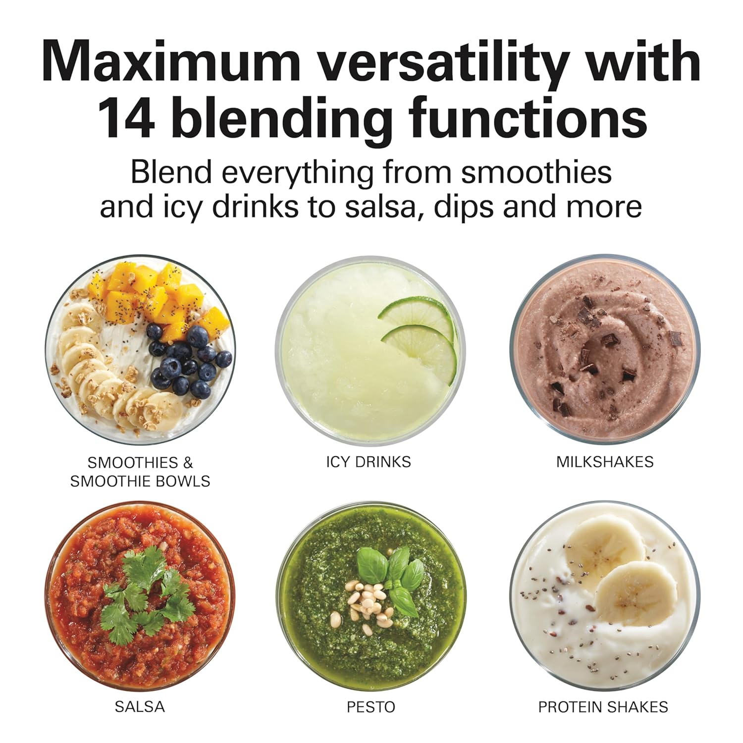 Hamilton Beach Wave Crusher Multi-Function Blender with 40 oz. Glass Jar and 14 Functions for Puree, Ice Crush, Shakes and Smoothies, Stainless Steel, 54221